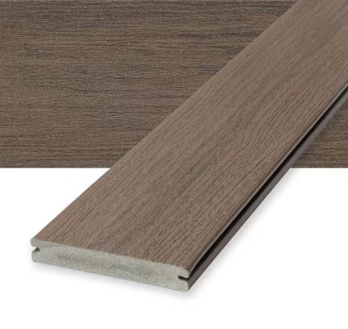 Vista 1 in. x 6 in. x 16 ft. Ironwood Brown Grooved Edge Composite Deck Board