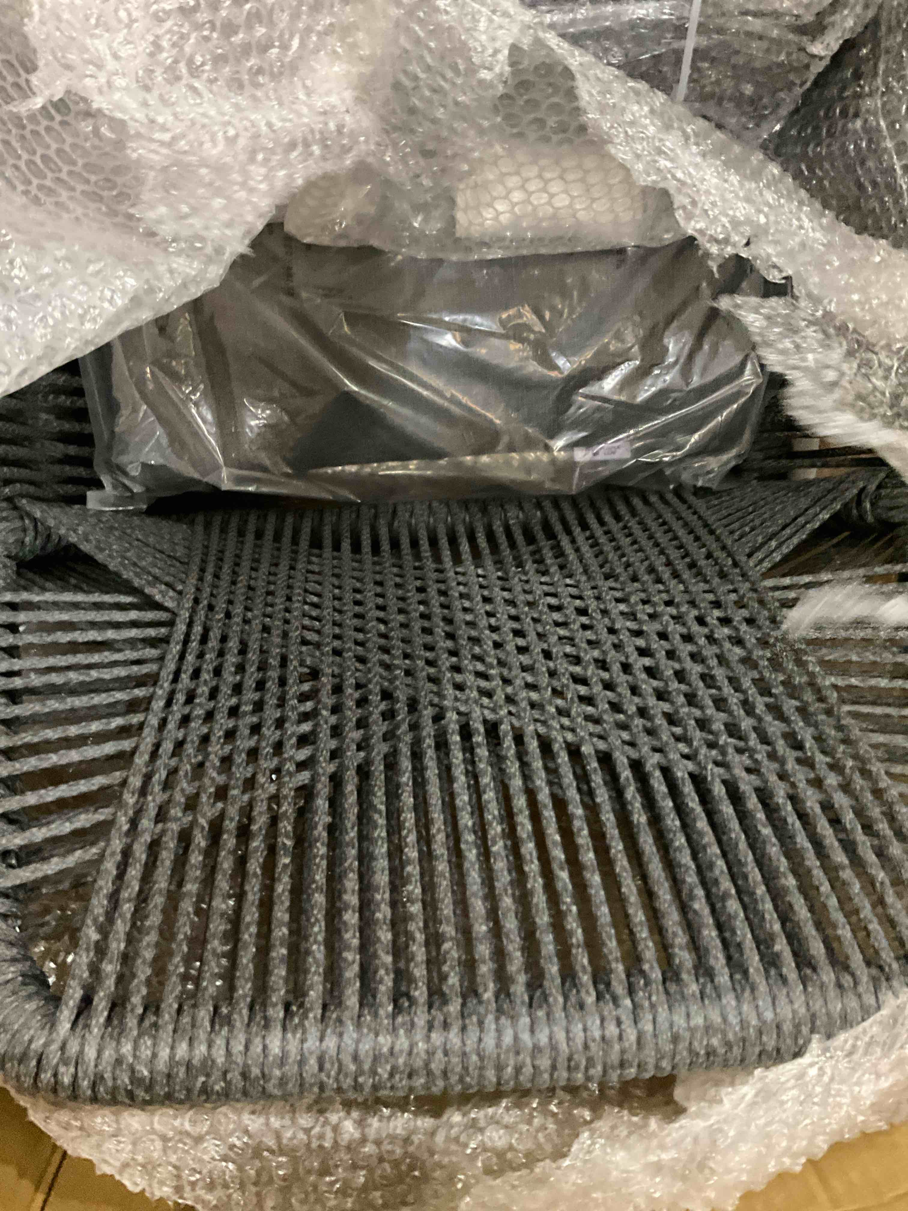 Hokku Designs Patio Dining Set With Outdoor Aluminium Dining Table And Woven Rattan Chairs Modern Metal Furniture Cushions Sets For Garden Yard Indoor Decor Kitchen Grey