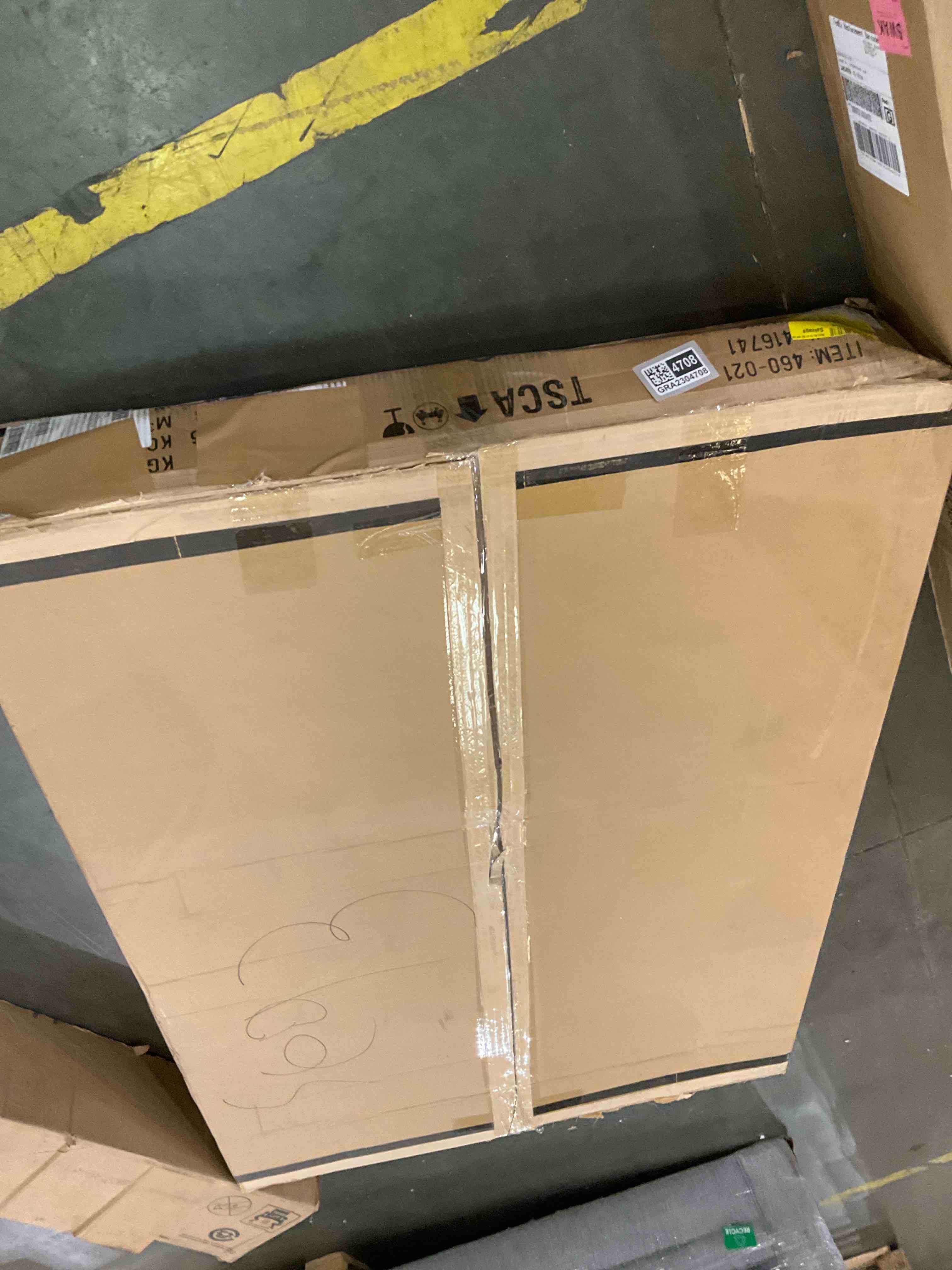 cocktail table frame and top, incomplete, two boxes shown included 