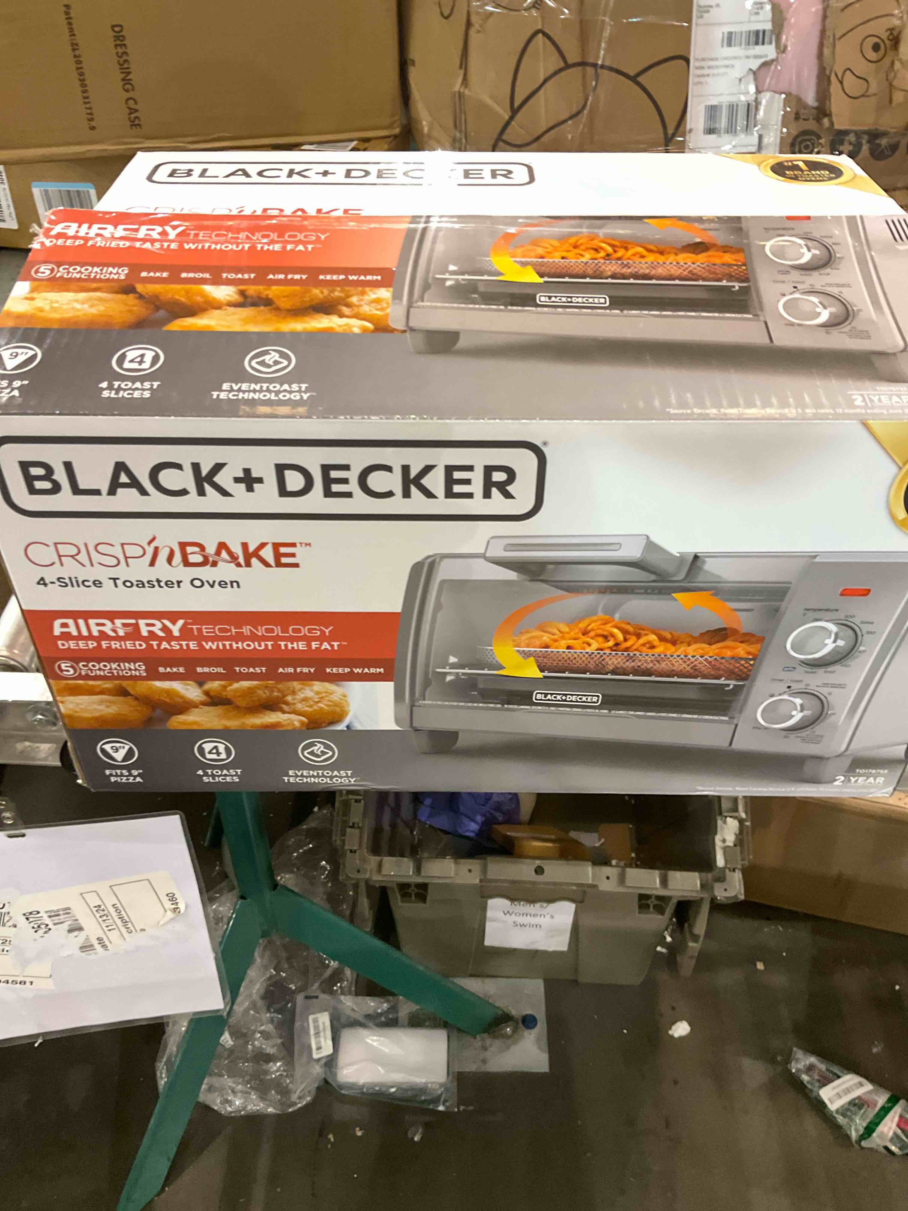 BLACK+DECKER 4-Slice Crisp 'N Bake Air Fry Toaster Oven, TO1787SS, 5 Cooking Functions, 30 Minute Timer, Stainless Steel