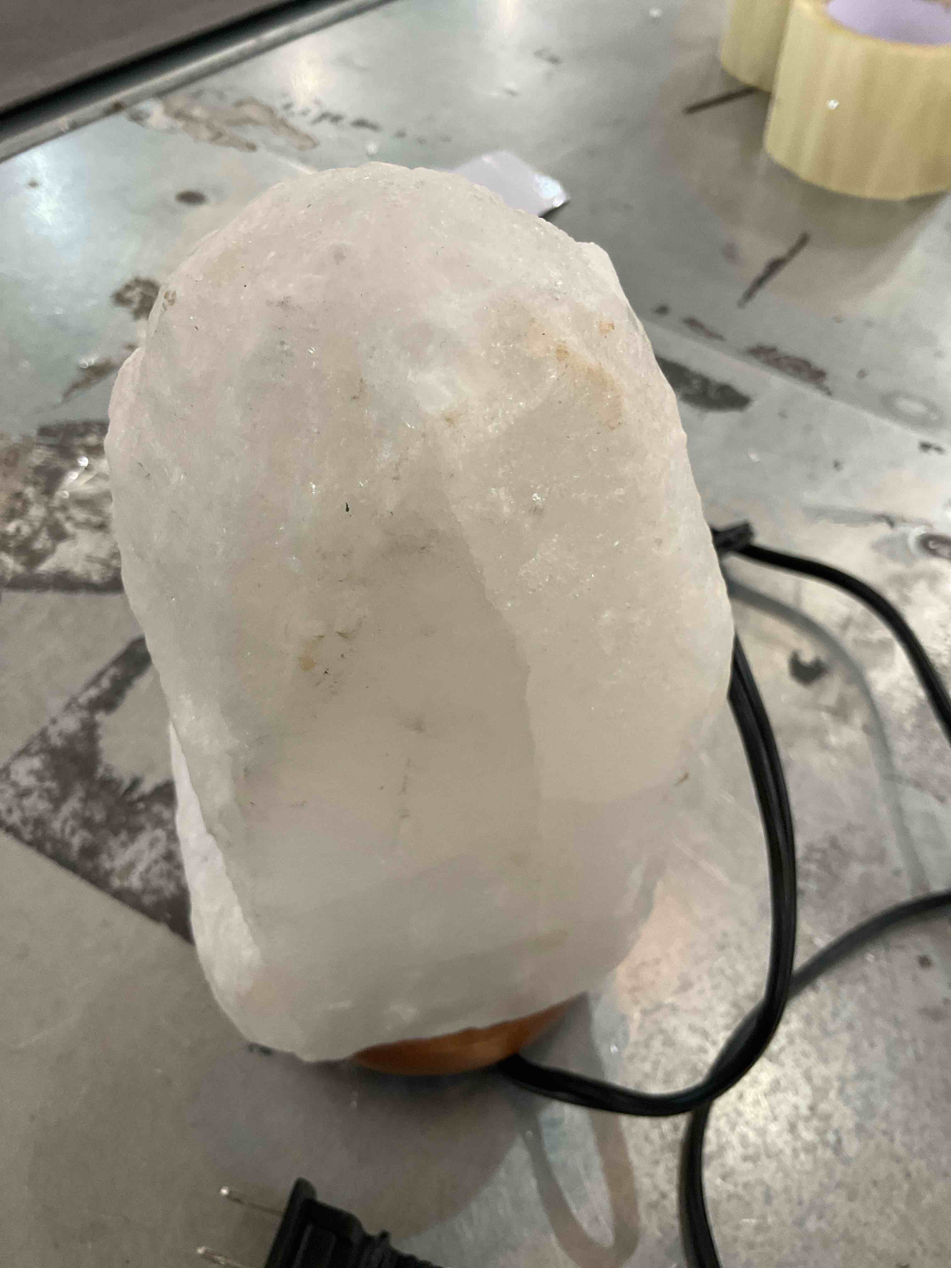 Himalayan Glow White Salt Crystal Lamp,Natural Salt Night Light,Hand Crafted with Neem Wooden Base,Salt Lamp Bulb,(ETL Certified) Dimmer Switch | 5-7 LBS