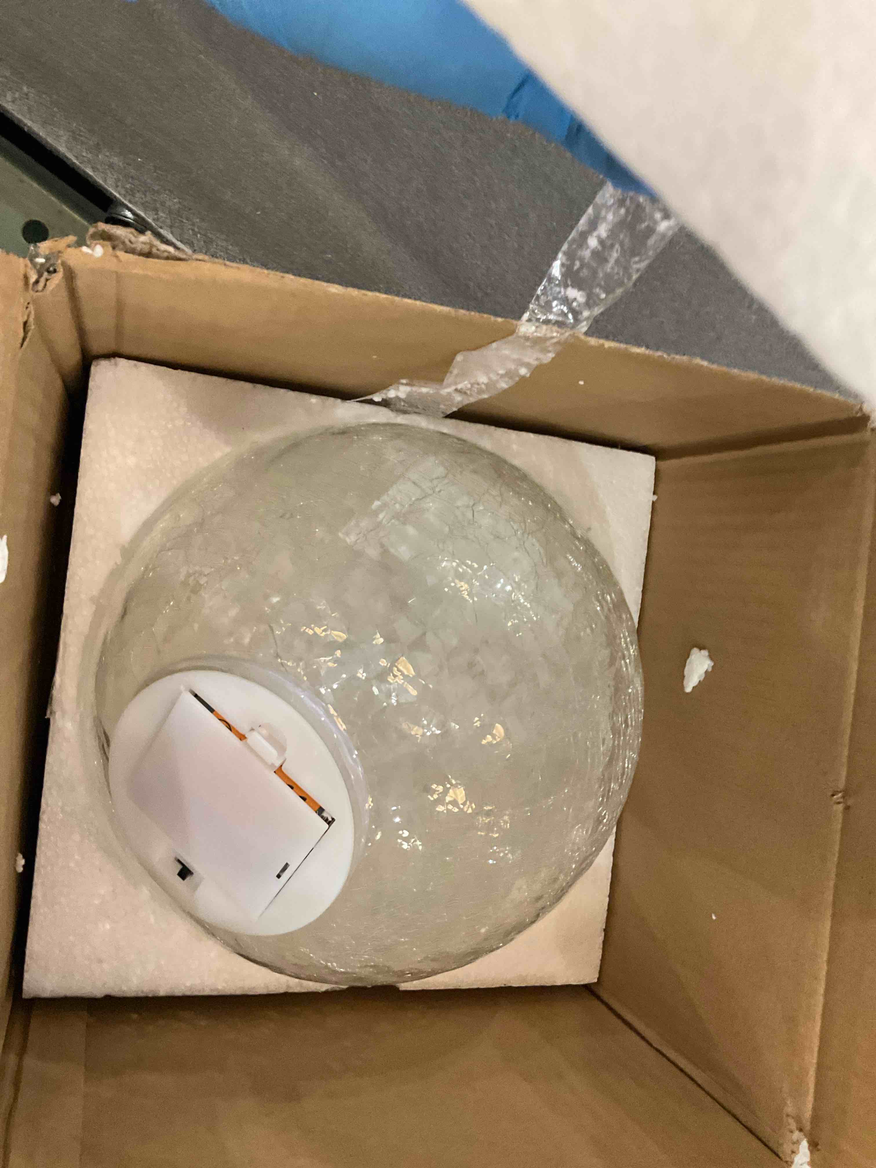 Crackle Globe LED Lamp Battery Operated, Lighted Glass Orb for Festival Christmas Decoration, Gold Mercury Glass Ball Light for Living Room Indoor, Glowing Night Light Ball Lamp, Sphere Table Lamp