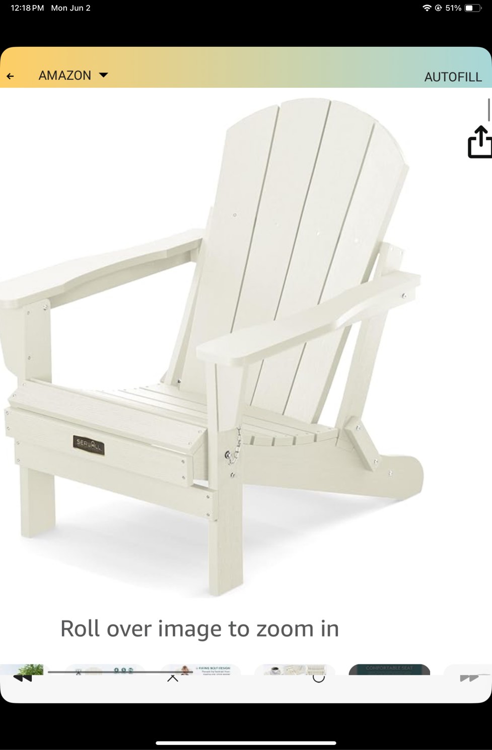 SERWALL Folding Adirondack Chair - HIPS Adirondack Chairs Outdoor Chairs Weather Resistant- White