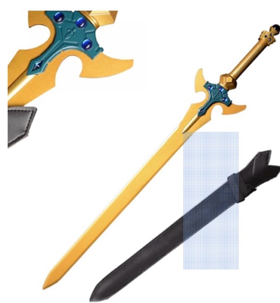 Sword Valley Dark Elf Excalibur - Golden/Silver 107 cm/42.13\\\" - Stainless Steel Blade Hand Forged with Exquisite Details - Cosplay Props Anime Game All-Metal Sword - Suitable for Collection (color is Golden and blue) (Similar no same) plastic  ( similar 