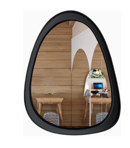 cool2day irregular mirror,asymmetrical wood wall frame abstract assymetrical decorative mirror,black odd shaped mid century mirrors for living room bedroom entryway bathroom home decor black 34"l x 26"w