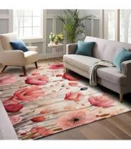 Abstract Black and White Floral Ares Rugs for Living Room Washable Area Rug 5x7 Large Non-Slip Soft Low Pile Carpet Rug for Bedroom Office Entryway Dining Room Nursery Abstract Black and White Floral 5' x 7' (Rectangular)