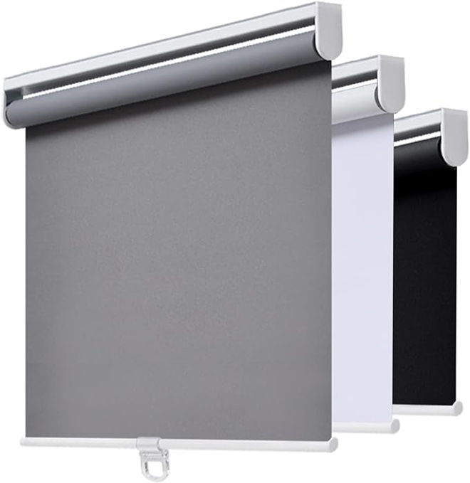 Cordless Roller Shades Blackout Blinds for Windows Room Darkening Rolled Up Shades with Spring System, UV Protection Natural Linen Fabric Window Shades Door Blinds for Home?31" W x 72" H,grey 31"W x 72"H grey