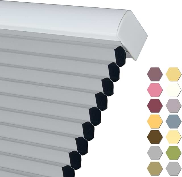 Persilux Custom Size Cellular Shades Cordless Blackout Bottom up Pleated Window Blinds Waterproof Thermal Insulated Honeycomb Blinds for Windows, Home and Office Dark Grey