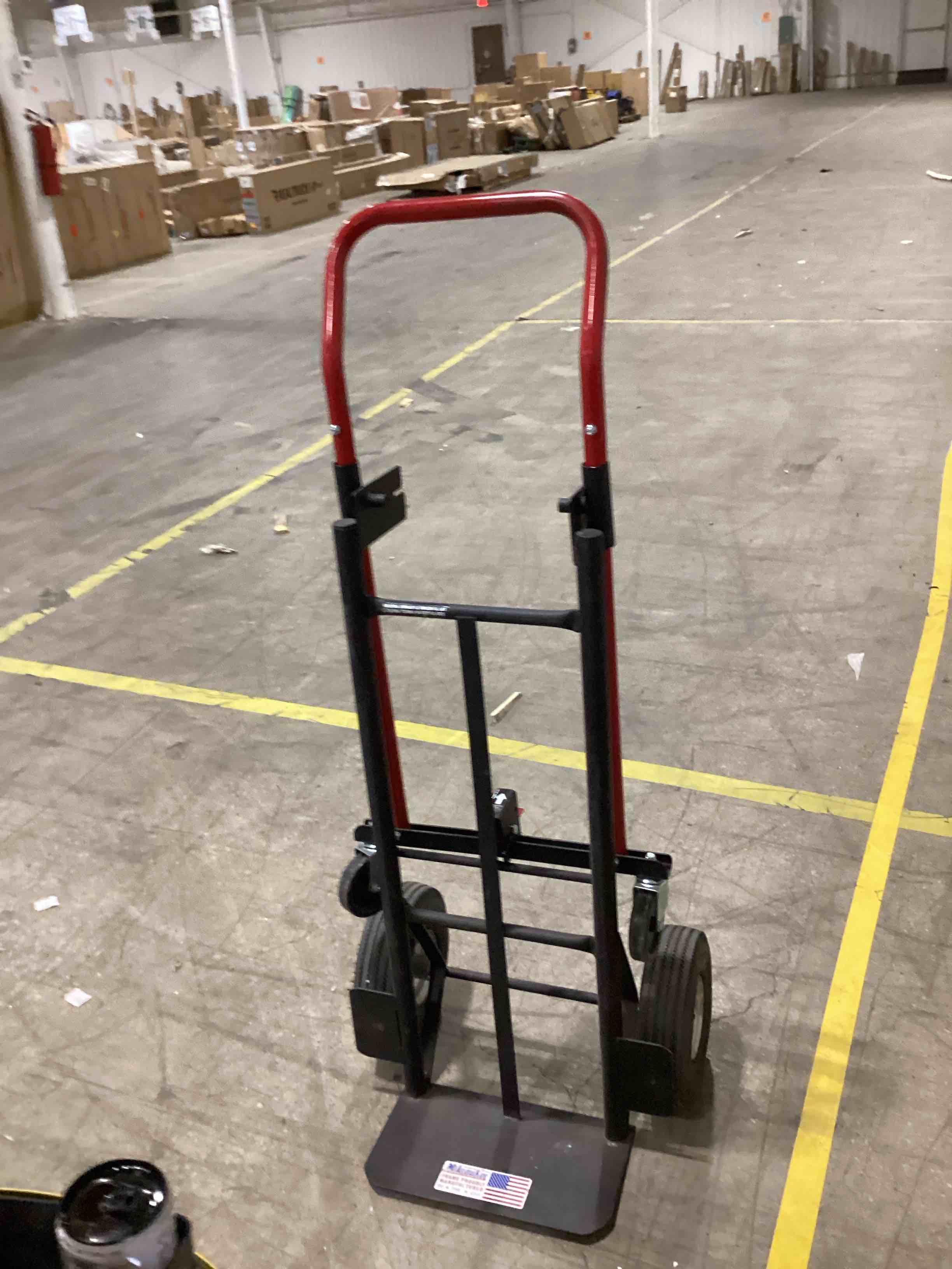 Condition photo showing Good Condition for milwaukee 2 in 1 convertible hand truck and cart, utility dolly platform cart with telescoping handle 4 wheels, 220 lb heavy duty hand cart for luggage, travel, moving, shopping, office use - black