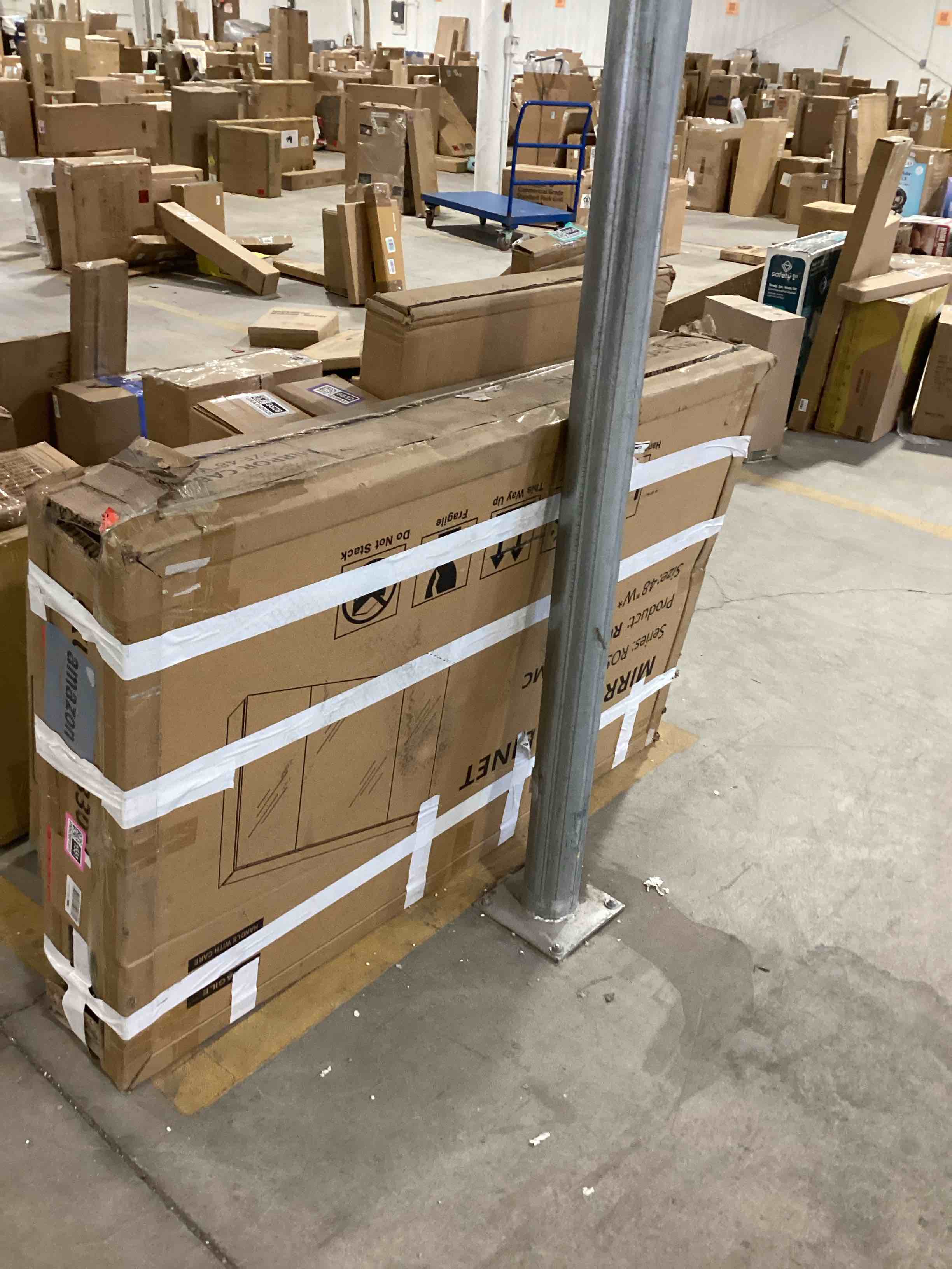 Condition photo showing As Is for Medicine Cabinet with Mirror, Storage Cabinet for Bathroom, Adjustable Shelves, Recessed/Surface Mount, Soft-Close Blum Hinge,Left Swing Silvery-left Swing 