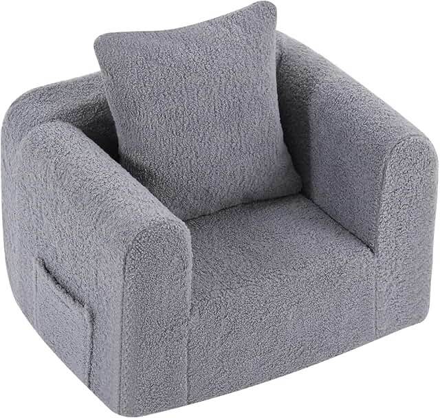 Welnow Kids Sofa with Pillow, Cozy Toddler Chair Soft Foam Seat for Reading, Children's Couch with A