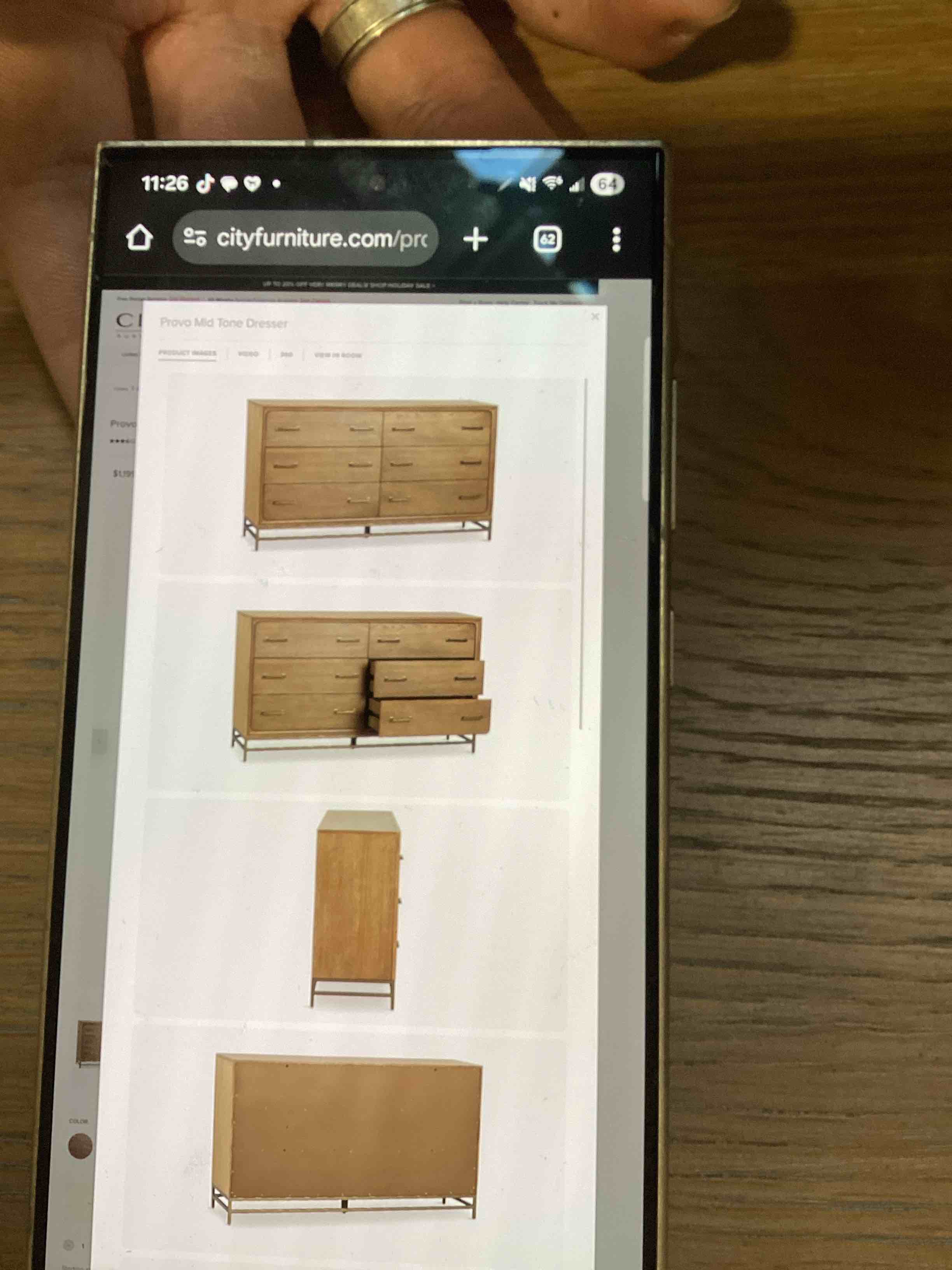 Signature Design by Ashley Deanlow Dresser, 60" W x 19" D x 32" H, Light Brown & Black