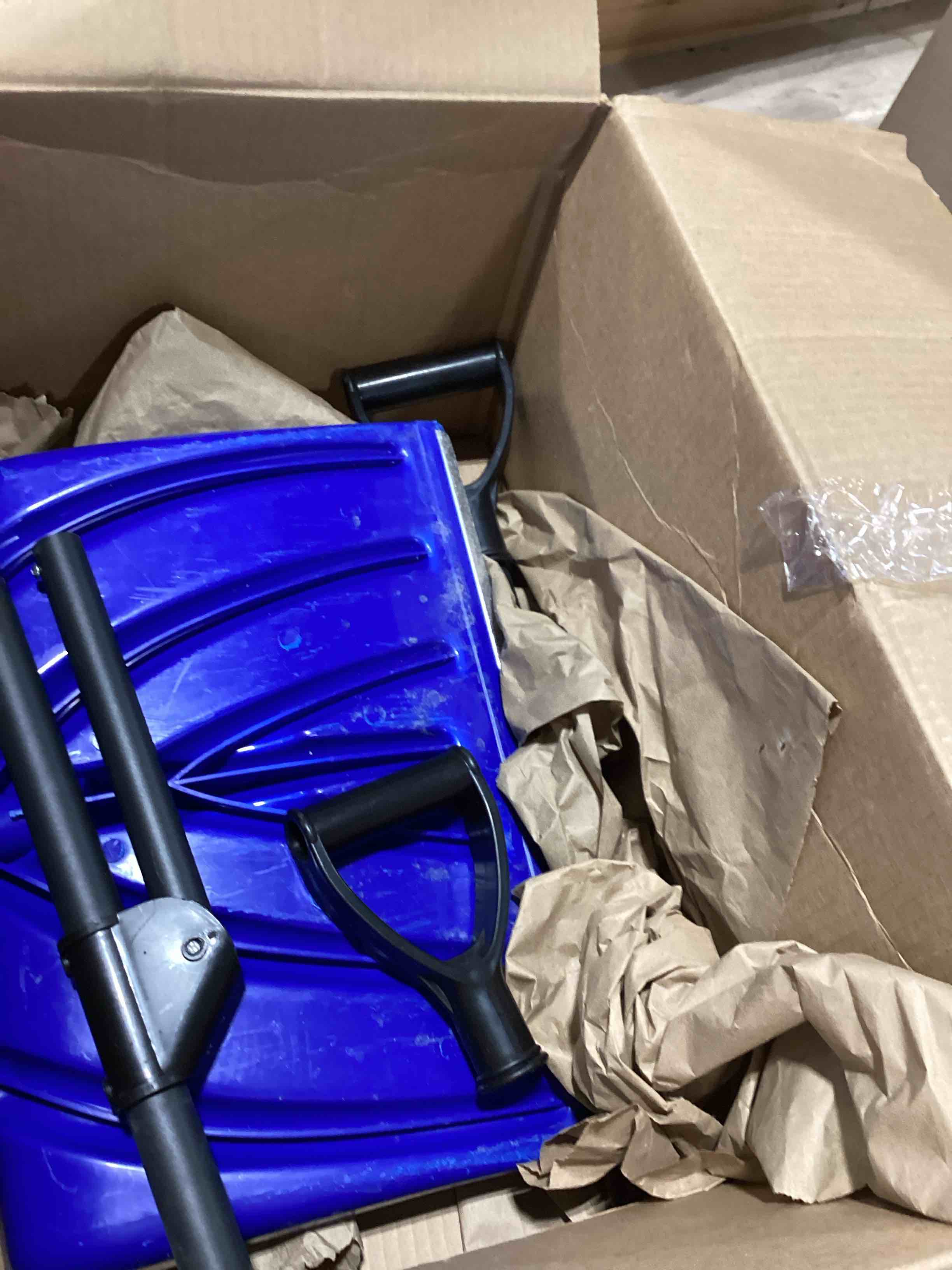 Condition photo showing As Is for Snow Shovel, 18-Inch Aluminum Blade with Steel Handle and D-Grip, 4.5Lbs Lightweight & Ergonomic Shoveling Tool, All-Season Portable Shovel for Gardening, Ice Removal & Snow Removal, Blue Blue (Steel)