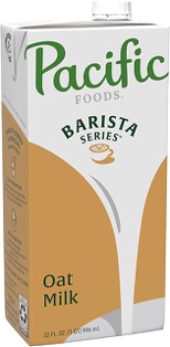 pacific foods barista series original oat milk, plant based milk, 32 oz carton