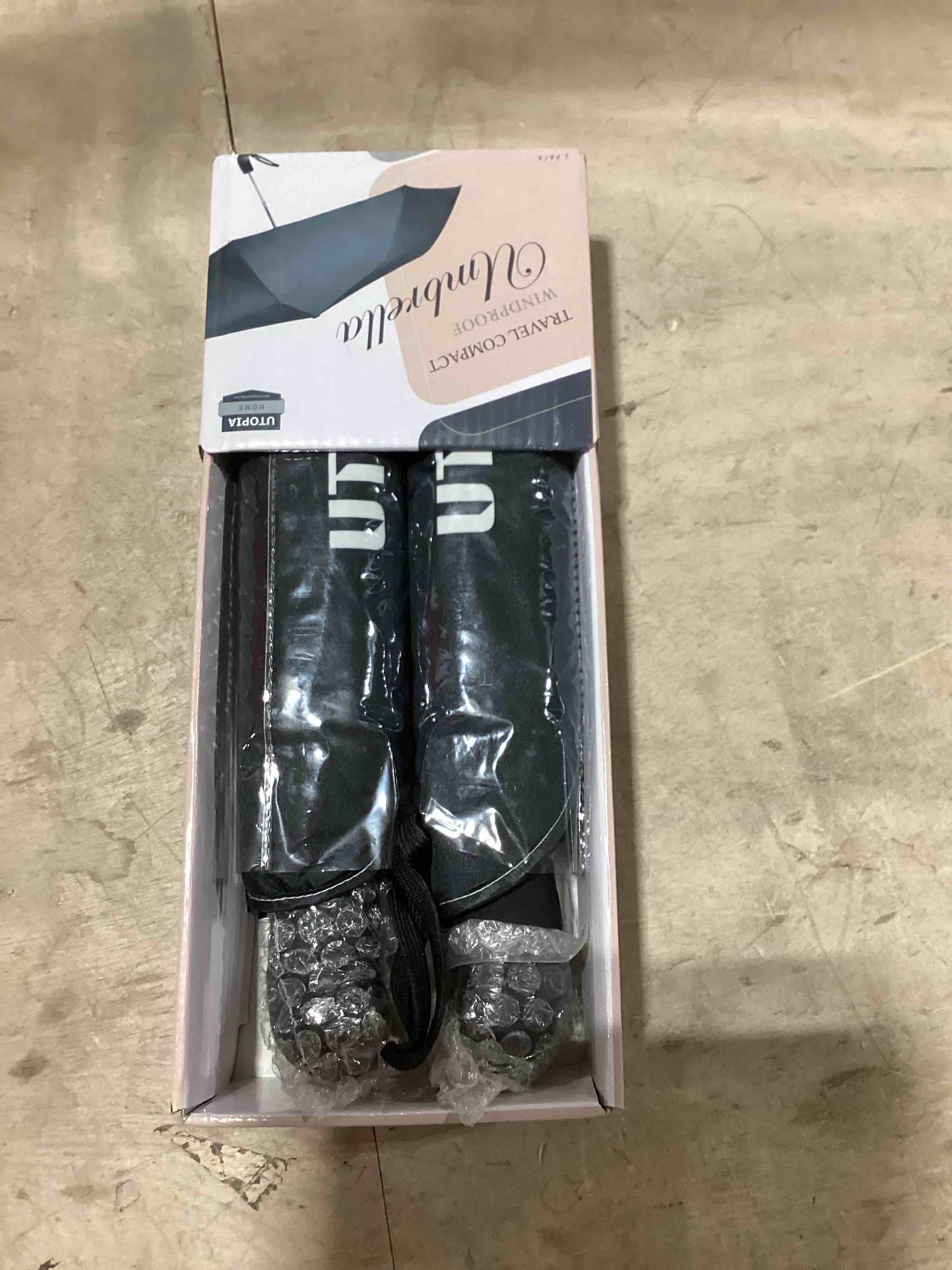 Condition photo showing New/Like New for TradMall 2 Pack Travel Umbrella, Double Vented Canopy Windproof Automatic Strong Compact Folding Umbrellas for Rain Women and Men