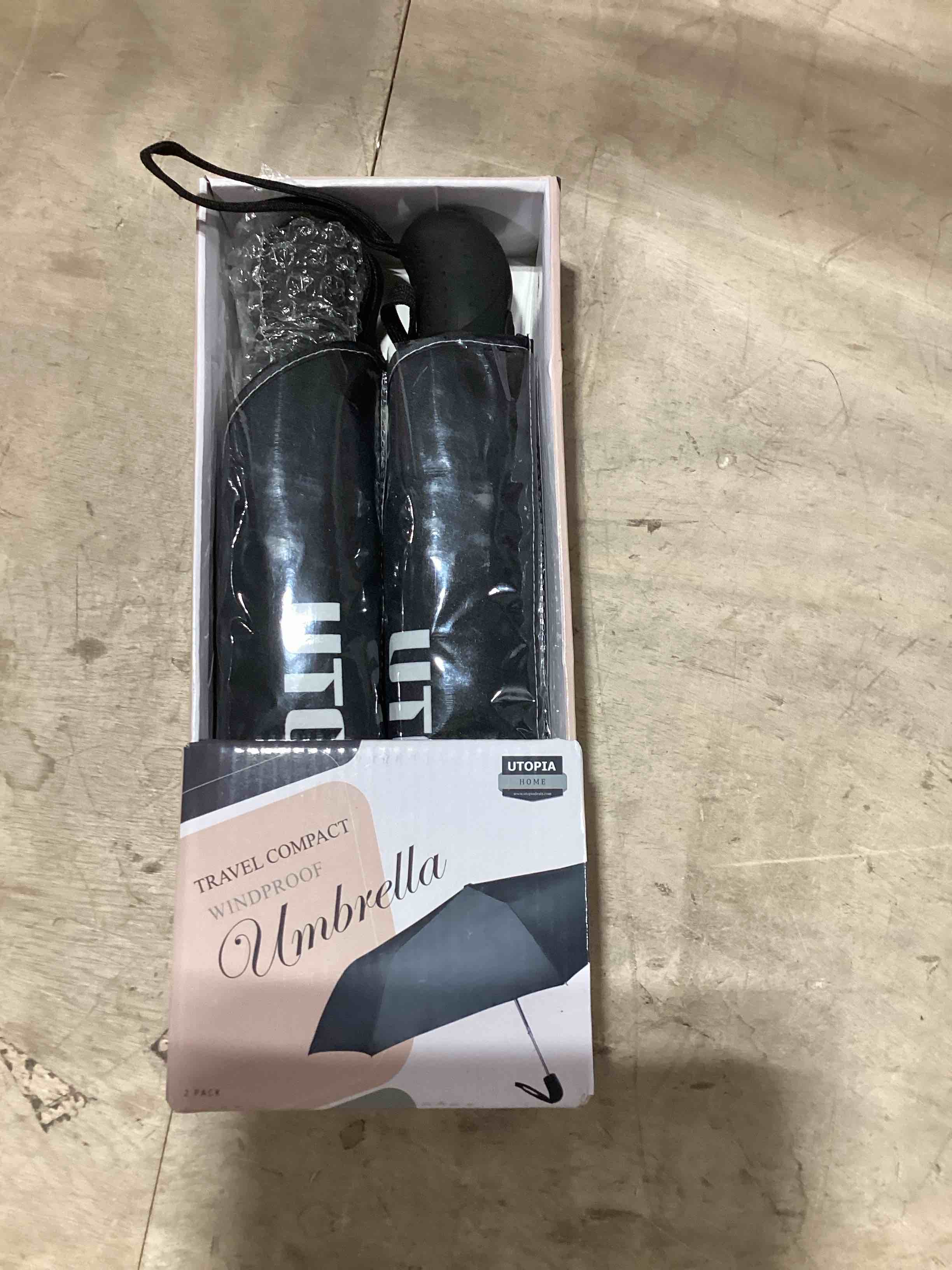 Condition photo showing New/Like New for TradMall 2 Pack Travel Umbrella, Double Vented Canopy Windproof Automatic Strong Compact Folding Umbrellas for Rain Women and Men