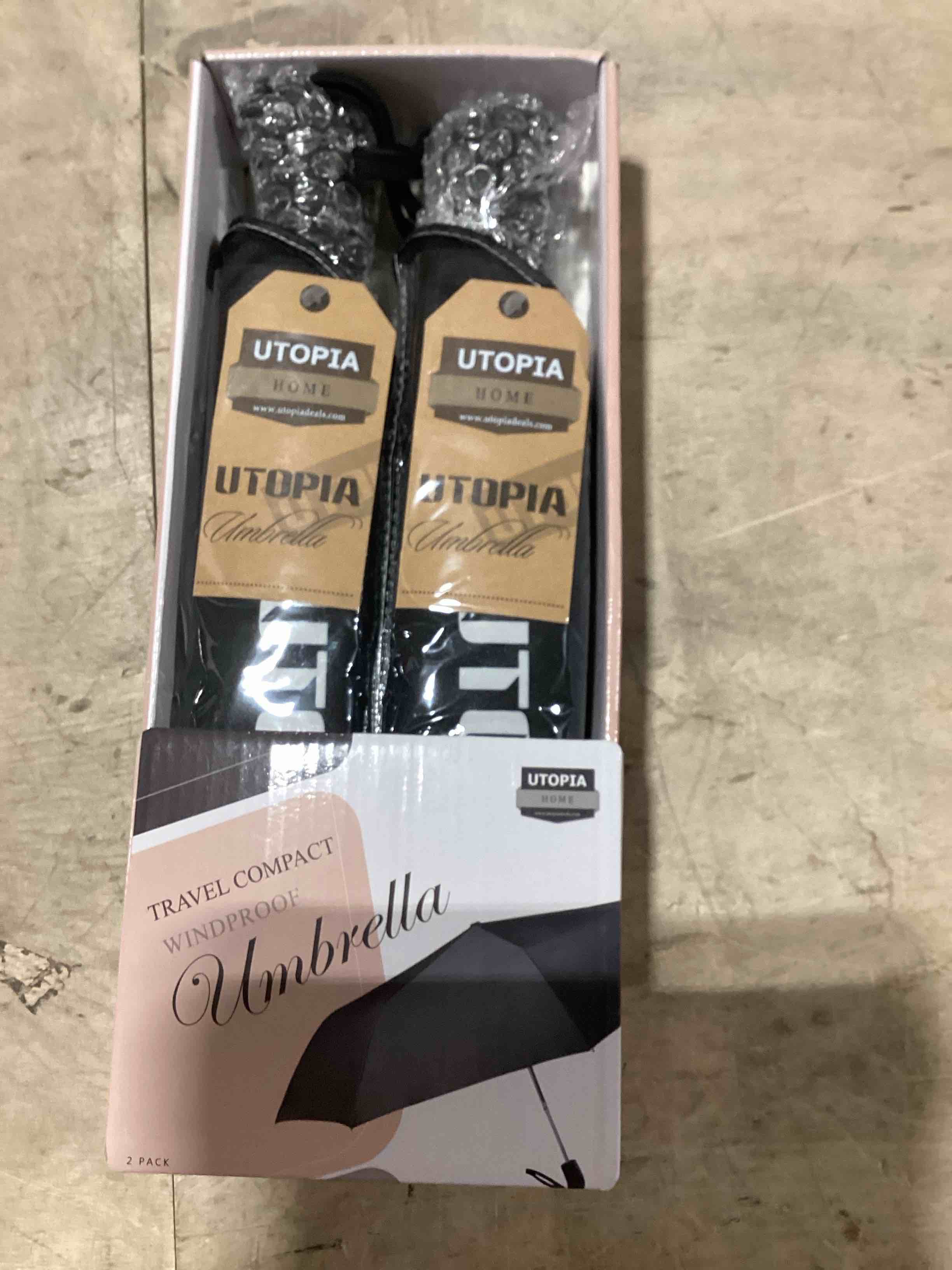 Condition photo showing New/Like New for TradMall 2 Pack Travel Umbrella, Double Vented Canopy Windproof Automatic Strong Compact Folding Umbrellas for Rain Women and Men