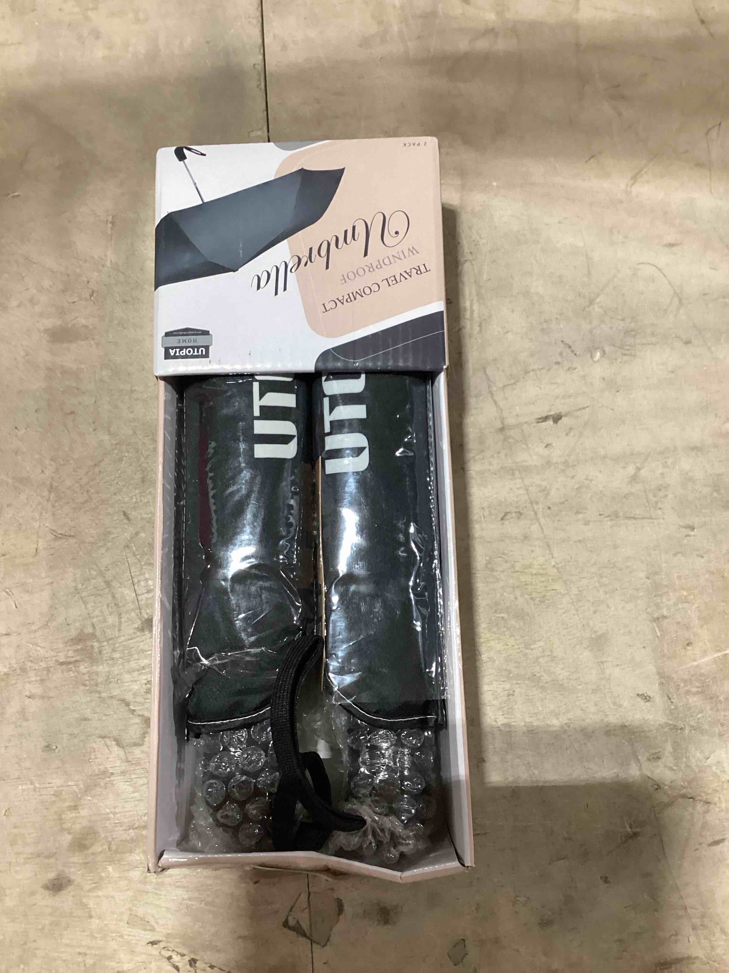 Condition photo showing New/Like New for TradMall 2 Pack Travel Umbrella, Double Vented Canopy Windproof Automatic Strong Compact Folding Umbrellas for Rain Women and Men