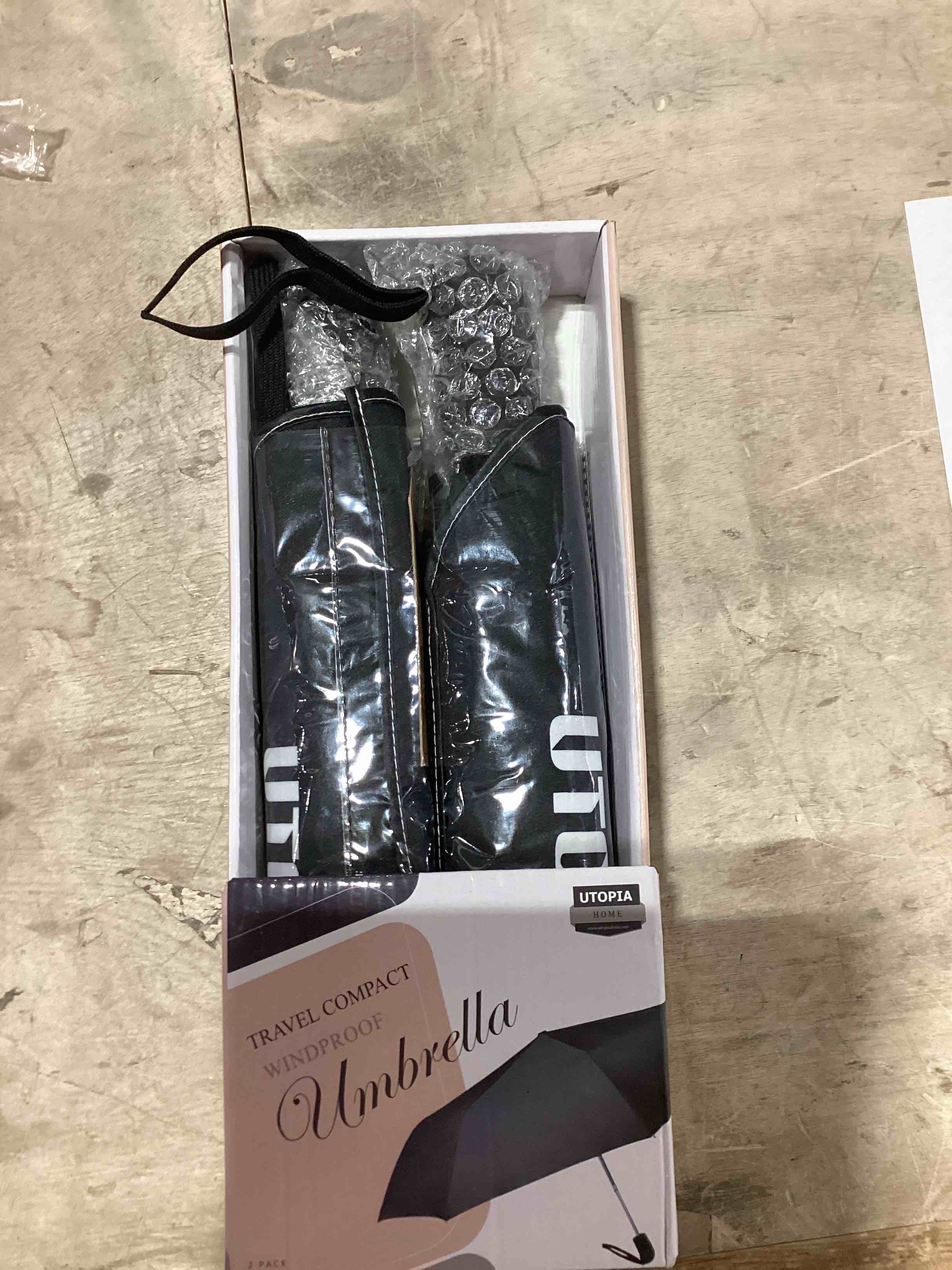 Condition photo showing New/Like New for TradMall 2 Pack Travel Umbrella, Double Vented Canopy Windproof Automatic Strong Compact Folding Umbrellas for Rain Women and Men