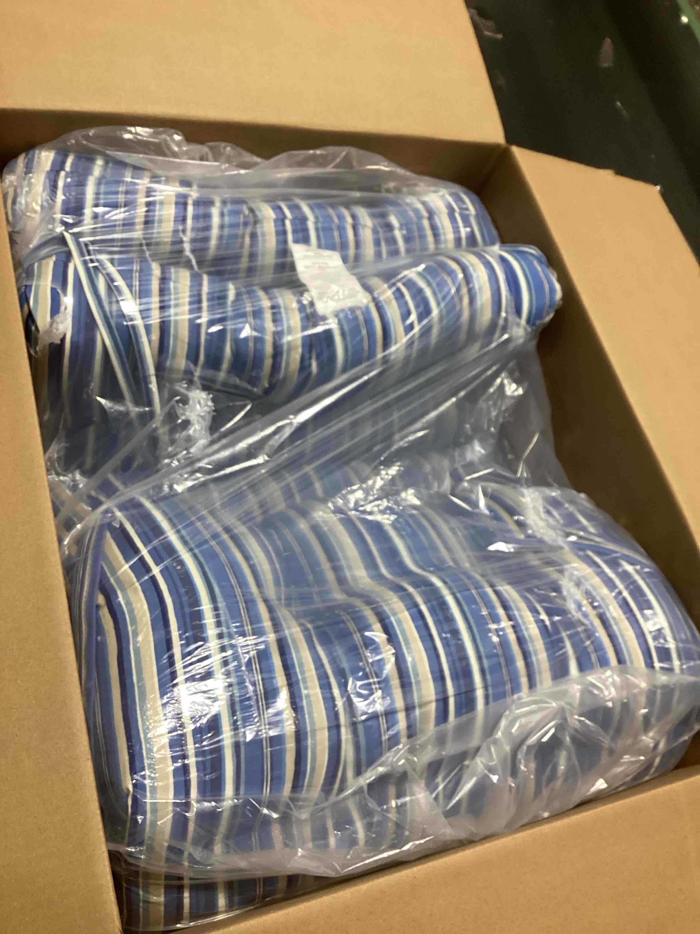 Greendale Home Fashions 72 x 22-inch Outdoor Chaise Lounge Cushion, 1 Count (Pack of 1), Steel Blue Stripe