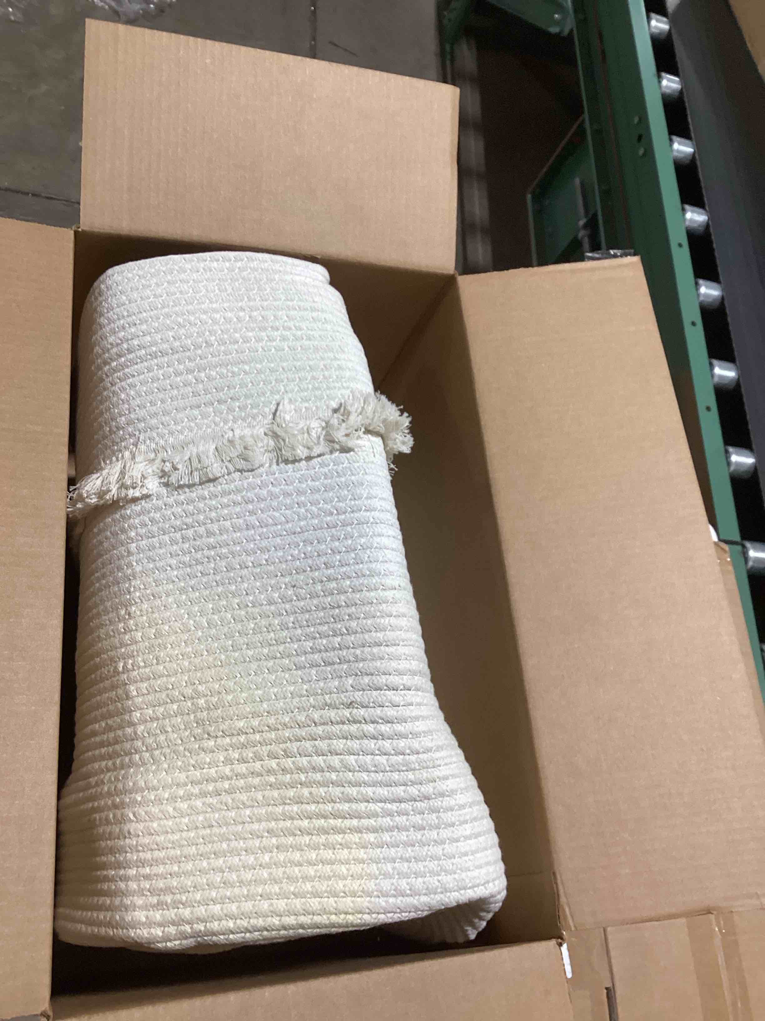 CherryNow Extra Large Woven Storage Baskets – 17'' x 16'' Cotton Rope Decorative Hamper for Magazine, Toys, Blankets, and Laundry, Cute Tassel Nursery Decor - Home Storage Container Off-white