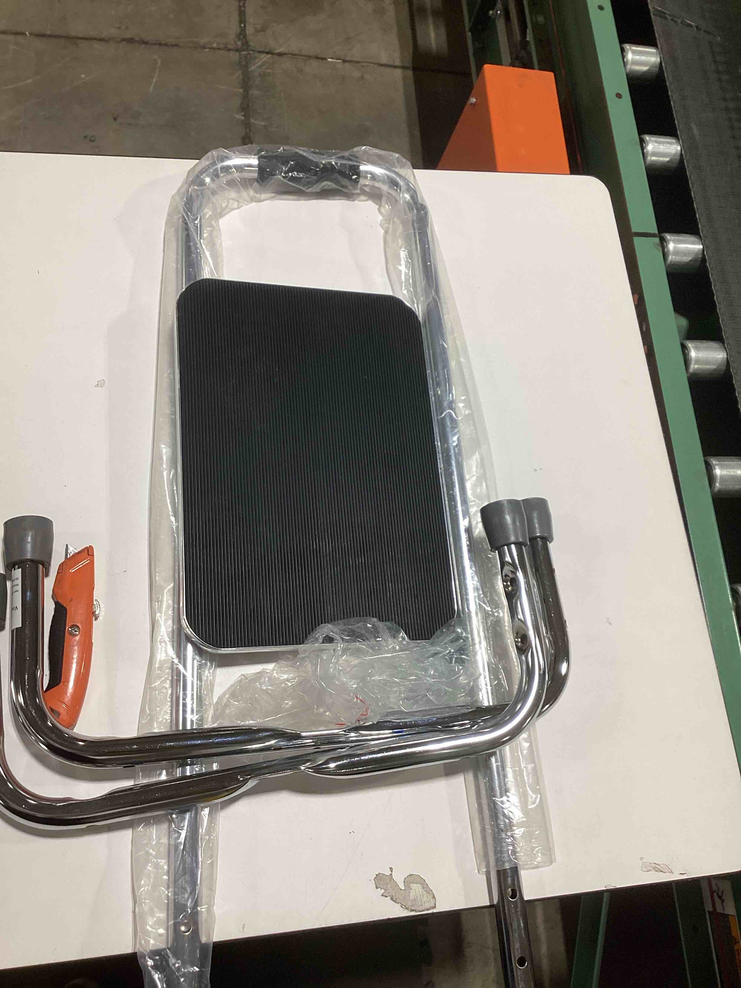 Vaunn Medical Foot Step Stool with Handle and Anti Skid Rubber Platform, Lightweight and Sturdy Stool for Children, Adults and Seniors, Chrome