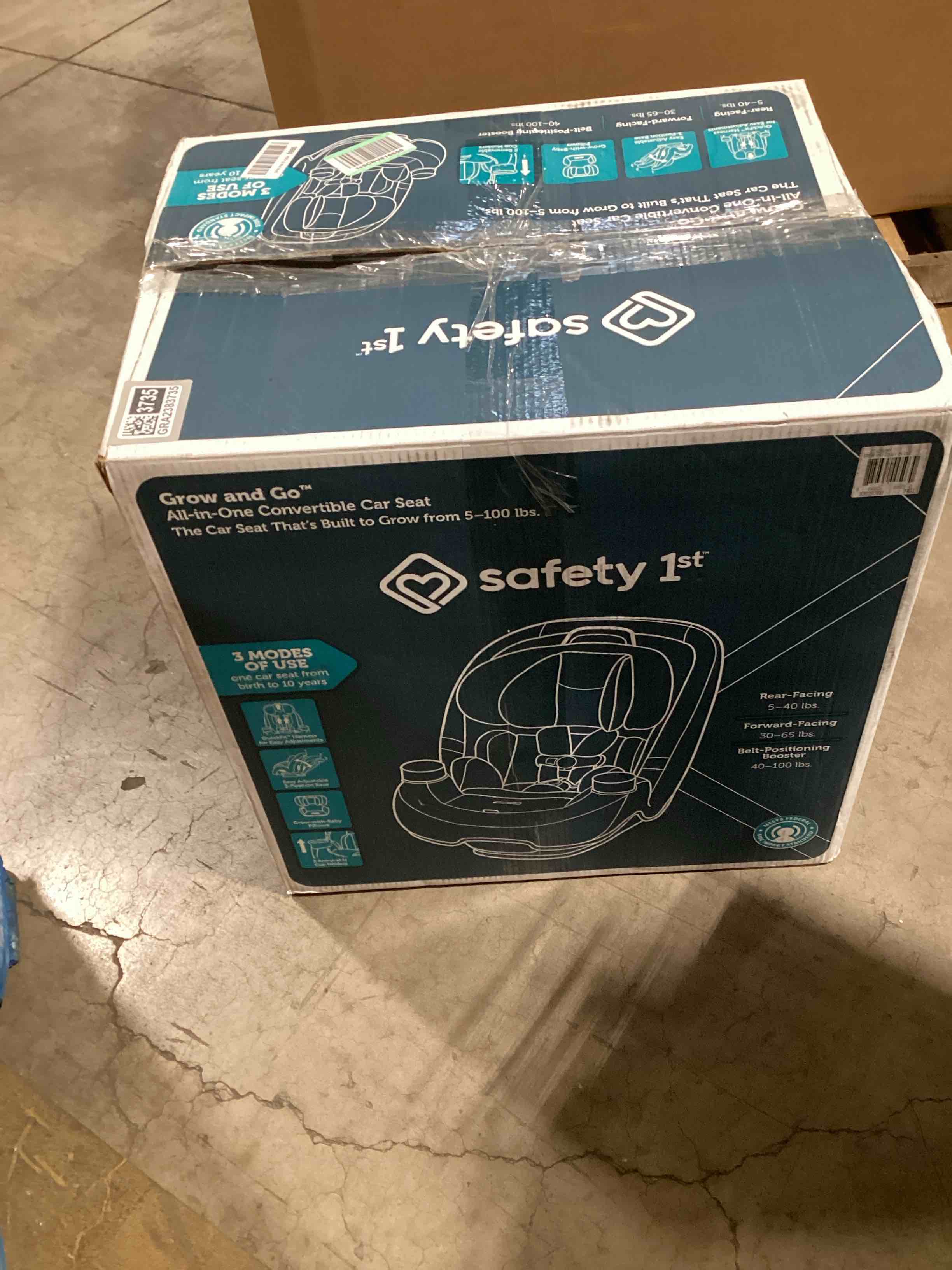 Condition photo showing As Is for Safety 1st Grow and Go All-in-One Slim Convertible Car Seat, Rear Facing, 5-40 lbs, Forward Facing (30–65 lbs), High Back Booster Seat 40-100 pounds, Black Phantom