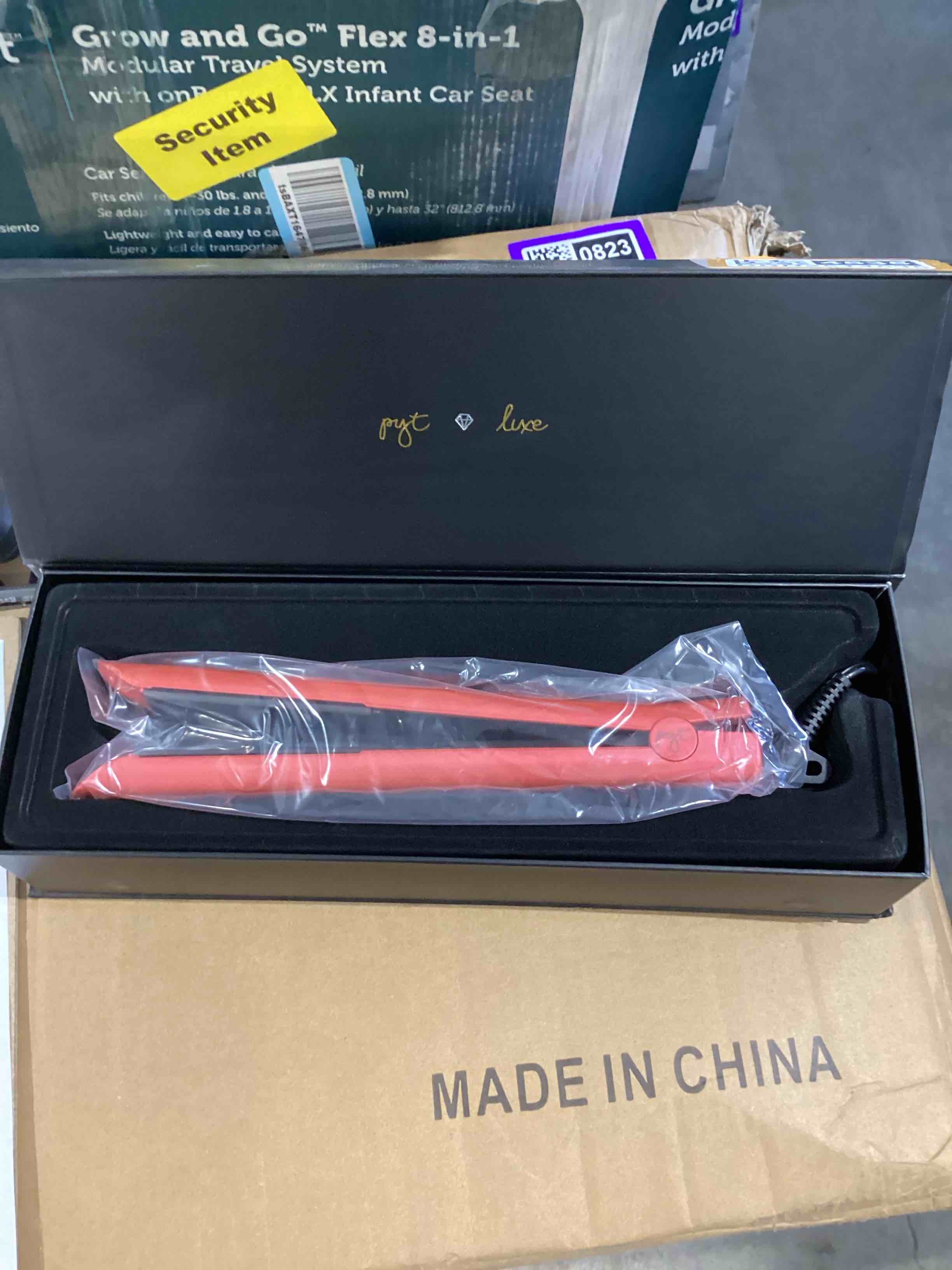 Condition photo showing Good Condition for luxe digital hair straightener 1’’ ceramic flat iron for professional styling.30 minute auto shut-off, dual voltage 110/240, led temperature indicator, for straighten, curl or wave. 
