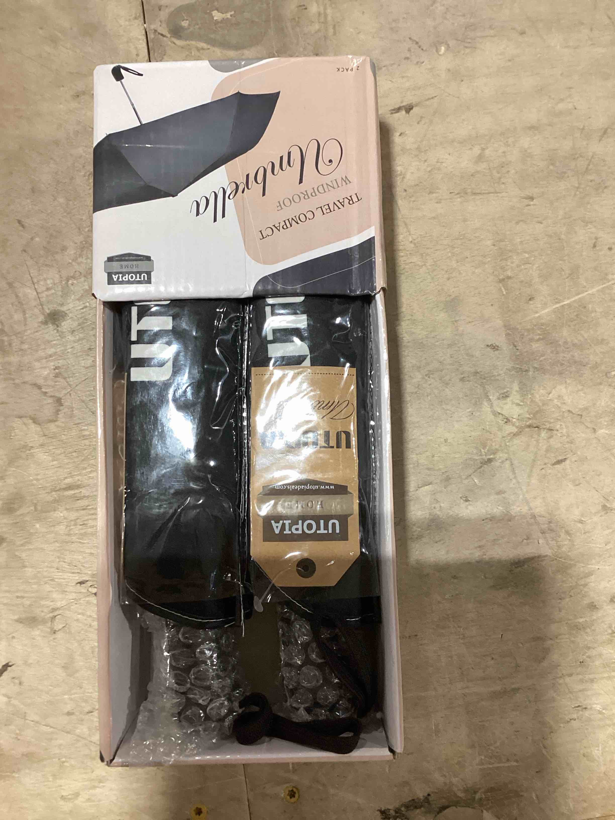 Condition photo showing New/Like New for TradMall 2 Pack Travel Umbrella, Double Vented Canopy Windproof Automatic Strong Compact Folding Umbrellas for Rain Women and Men