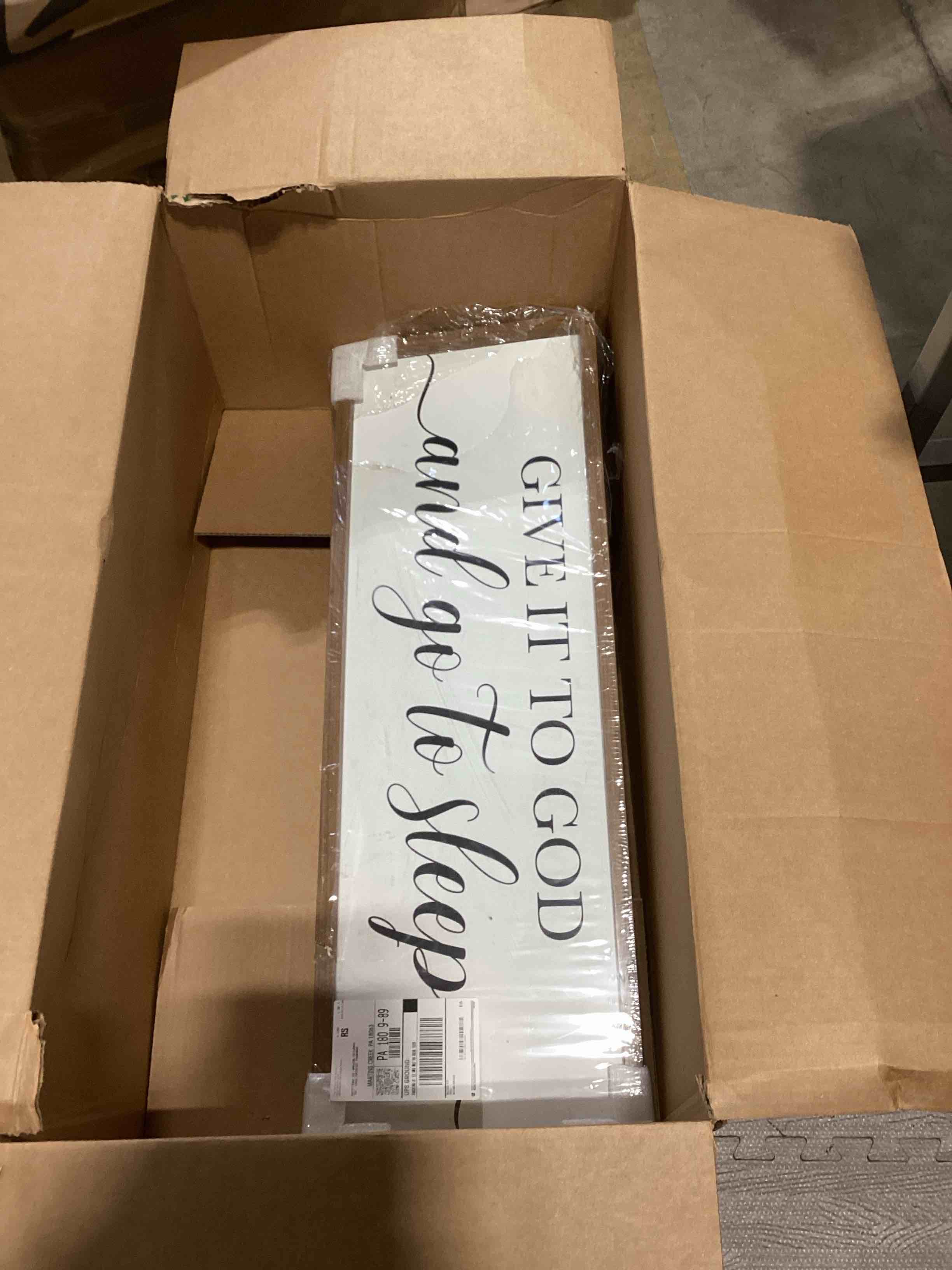 Give It to God and Go to Sleep Sign 42''×15'' Large Above Bed Wall Decor Farmhouse Bedroom Decor Wood Guest Room Decor Framed Wall Art Rustic Master Bedroom Wall Decoration