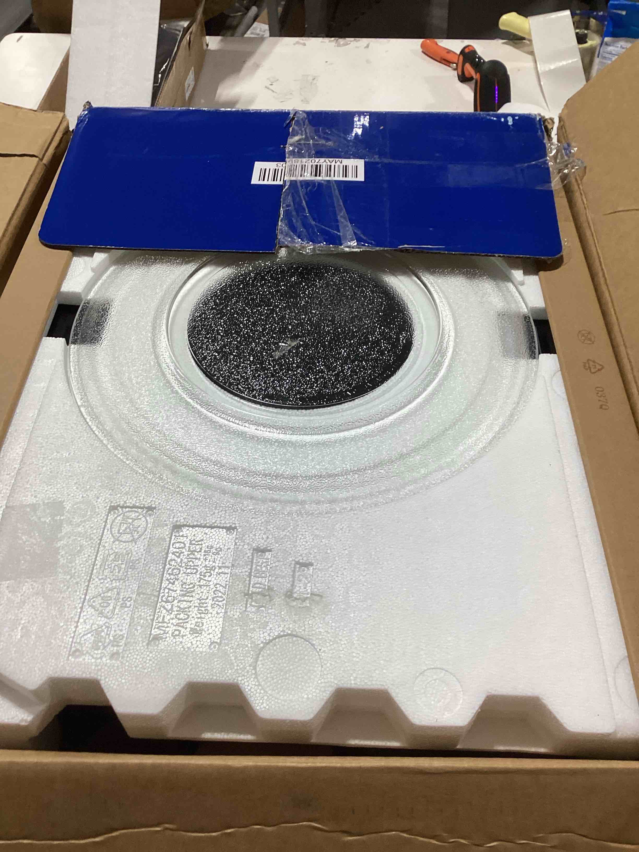 Condition photo showing As Is for GE Countertop Microwave Oven, 1,200-watt Capacity, 2.0 Cubic Ft., 8 Auto Setting Cooking Settings, C