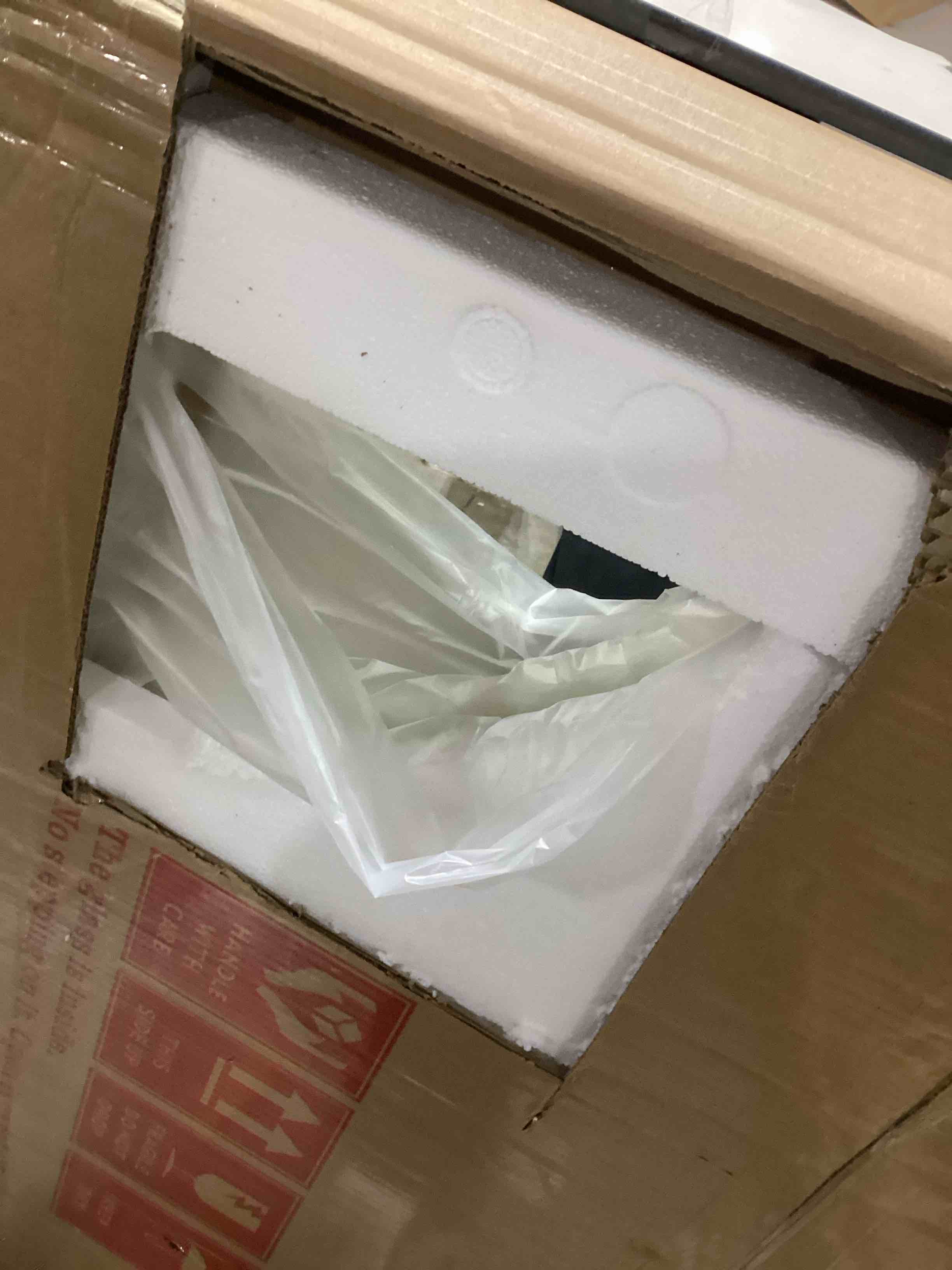 Condition photo showing As Is for Amorho Bathroom Mirror, 40x36 Inch White Thick Metal Framed Wall Mirrors for Over Sink, Bedroom, Liv