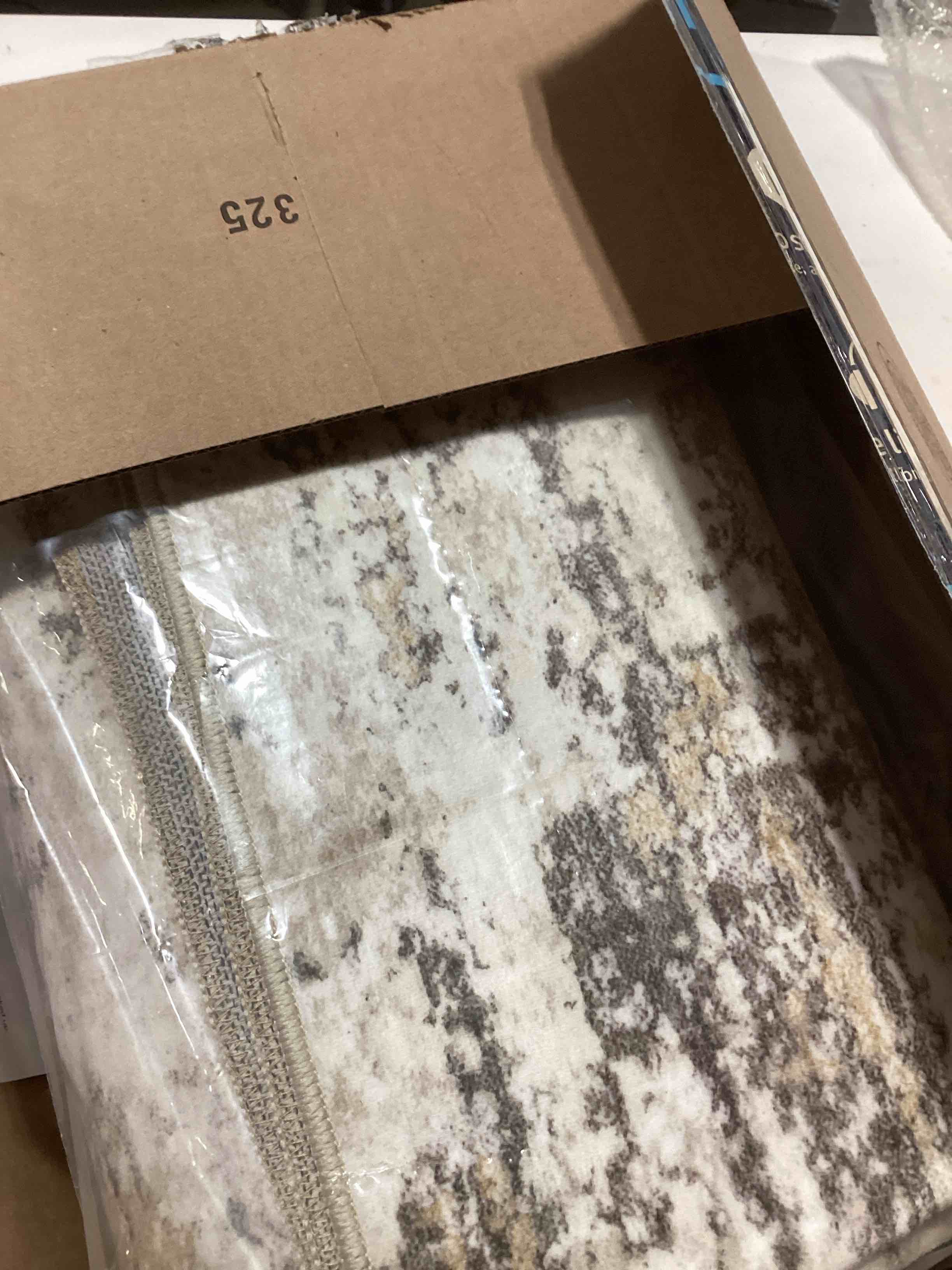 Condition photo showing As Is for Hallway Washable Runner Rug: 3x8 Abstract Modern Soft Stain Resistant Non-Slip Backing Runner for fo