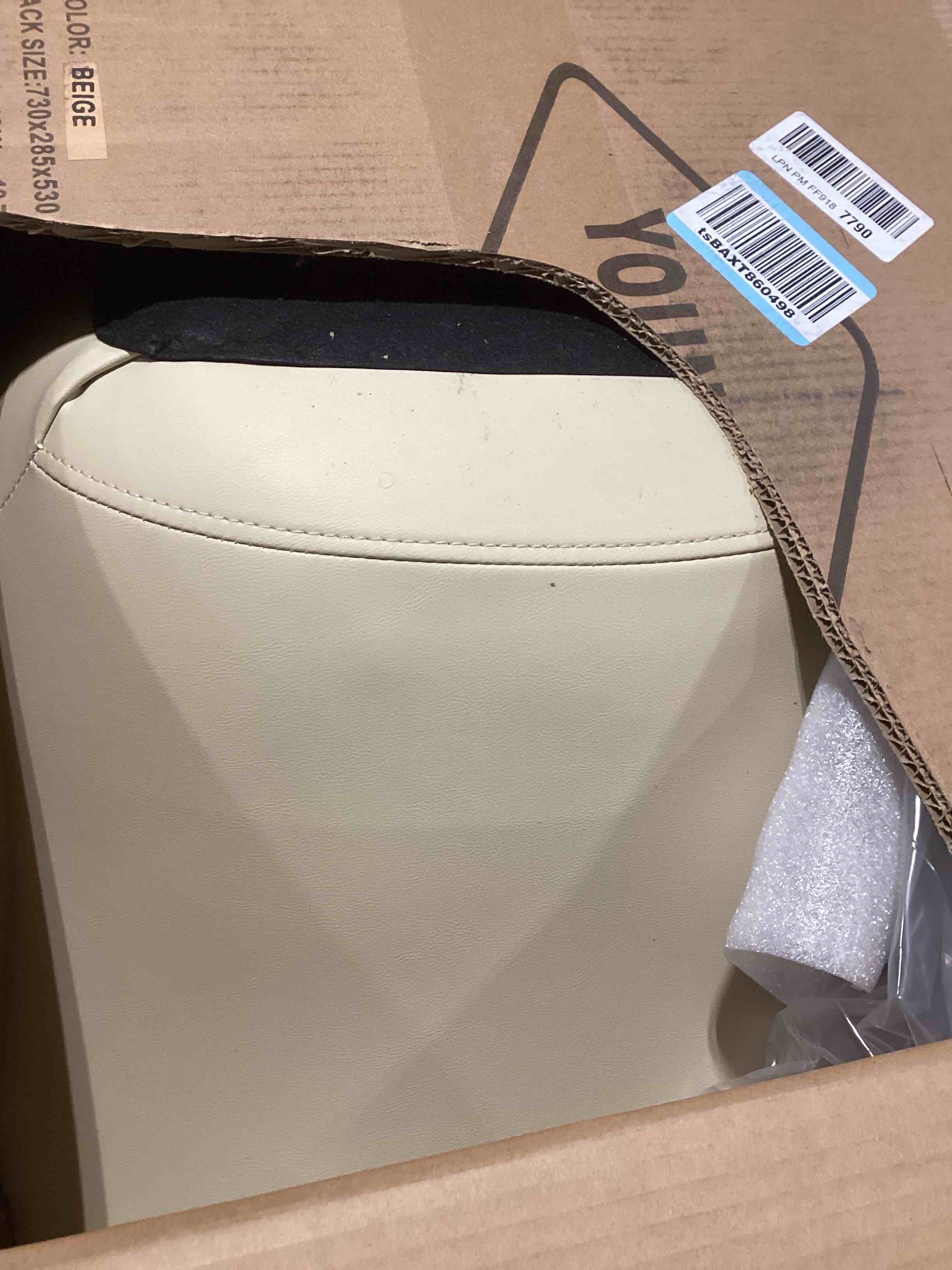 Condition photo showing As Is for younike beige home office desk chair with wheels swivel comfy armless vanity chair with back modern