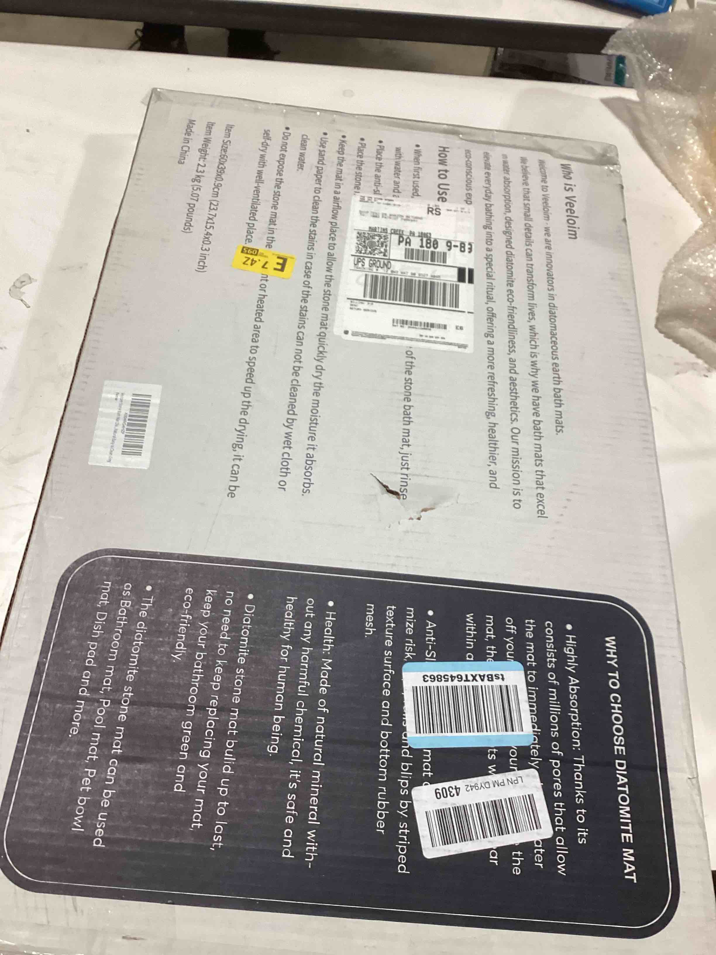 veeloim stone bath mat diatomaceous earth shower mat non-slip super absorbent diatomite stone bath m