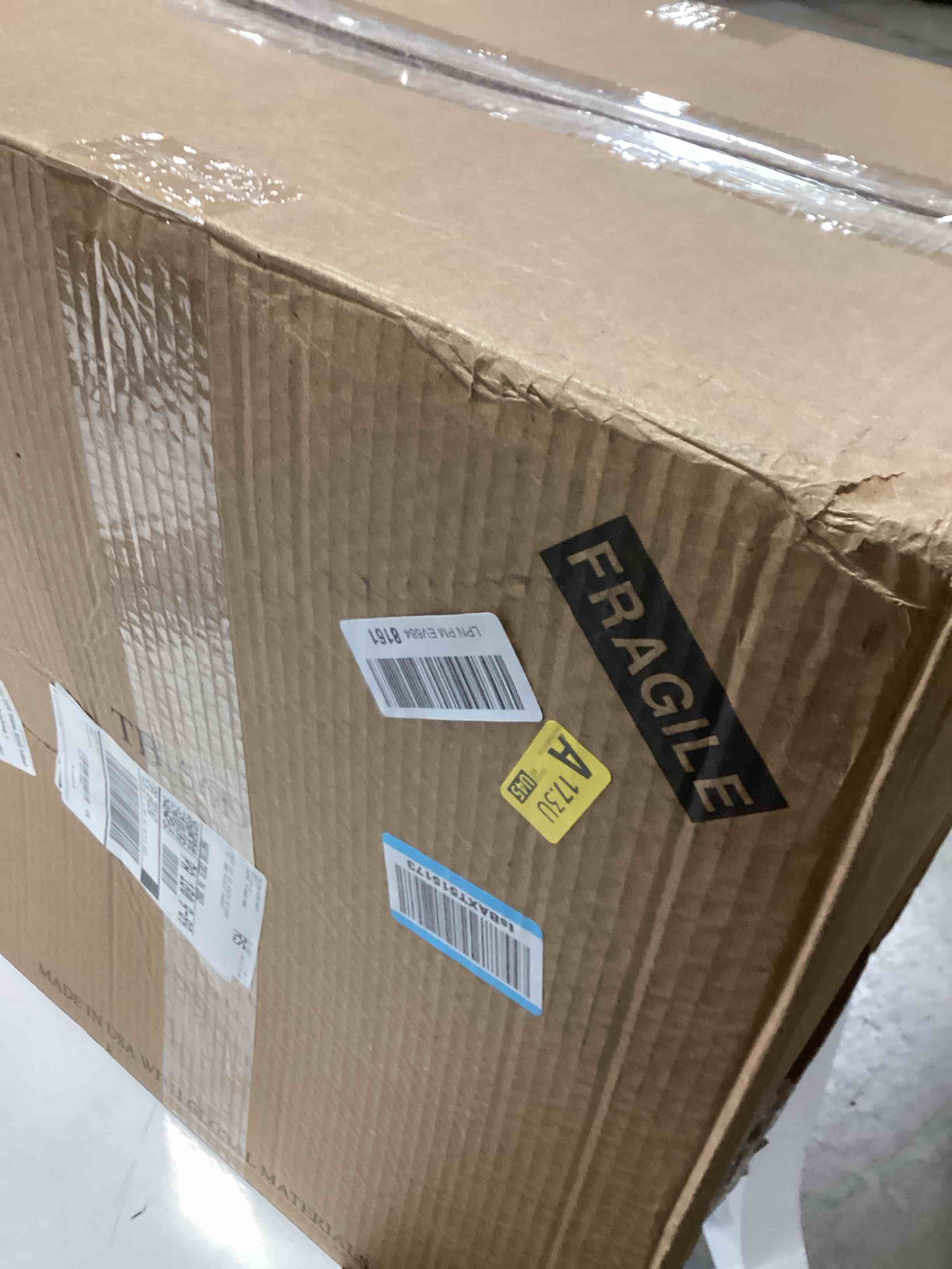 Condition photo showing As Is for IRIS USA 6-Pack 54 Quart Stackable Storage Bins with Lids [Made in USA] - Everyday Organizer Latching Clear Plastic Organization Containers Closet Bedroom Shelving Units Home Storage - Clear/White Clear 54 Qt CLR 6 Pack