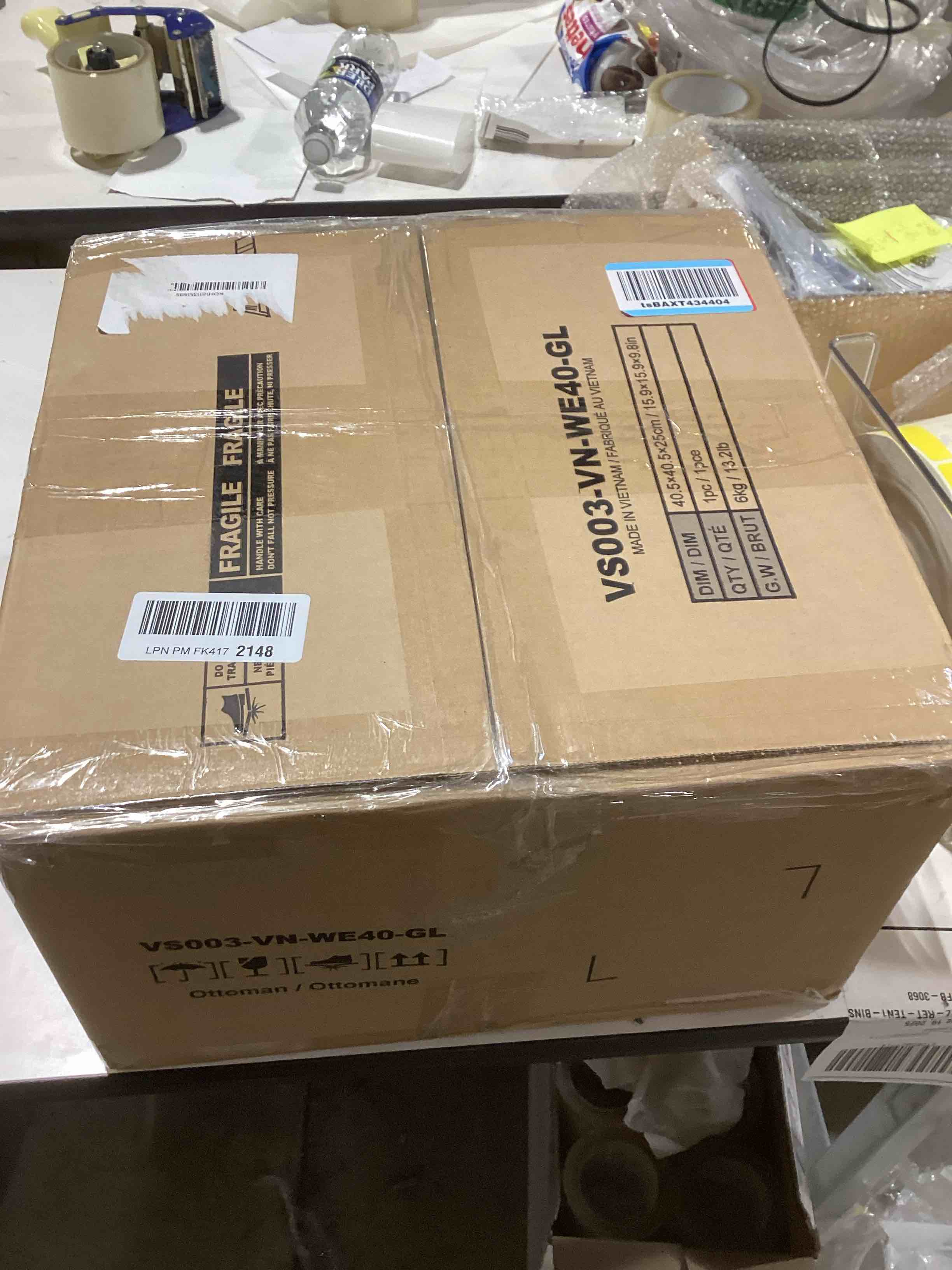 Condition photo showing As Is for GREENSTELL Vanity Stool Chair with Storage and Folding Back, 15.7" x 15.7" x 19.5" Faux Fur Soft Ottoman for Adults, 4 Metal Legs with Anti-Slip Feet, Furry Padded Seat for Makeup, Bedroom, White White 15.7"D x 15.7"W x 19.5"H