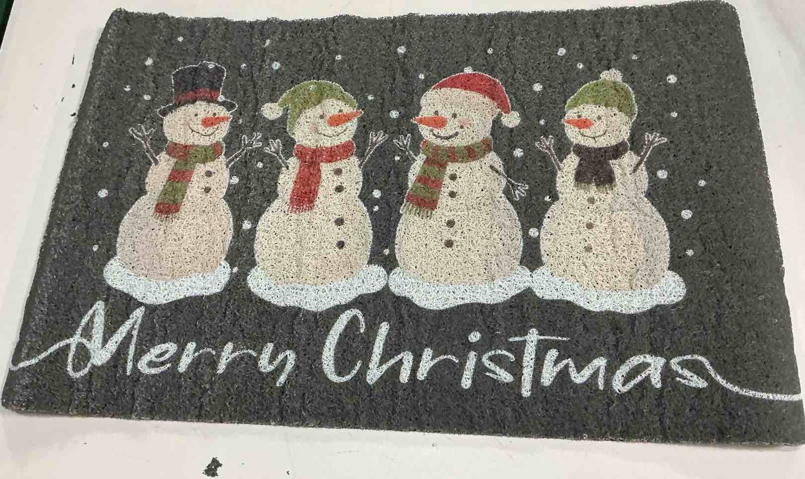 merry christmas door mat, rustic winter village scene christmas bauble doormat non-slip for porch indoor outside entrance entryway, festive xmas welcome mat front door, 17x30 inch christmas holly decorative balls with bells