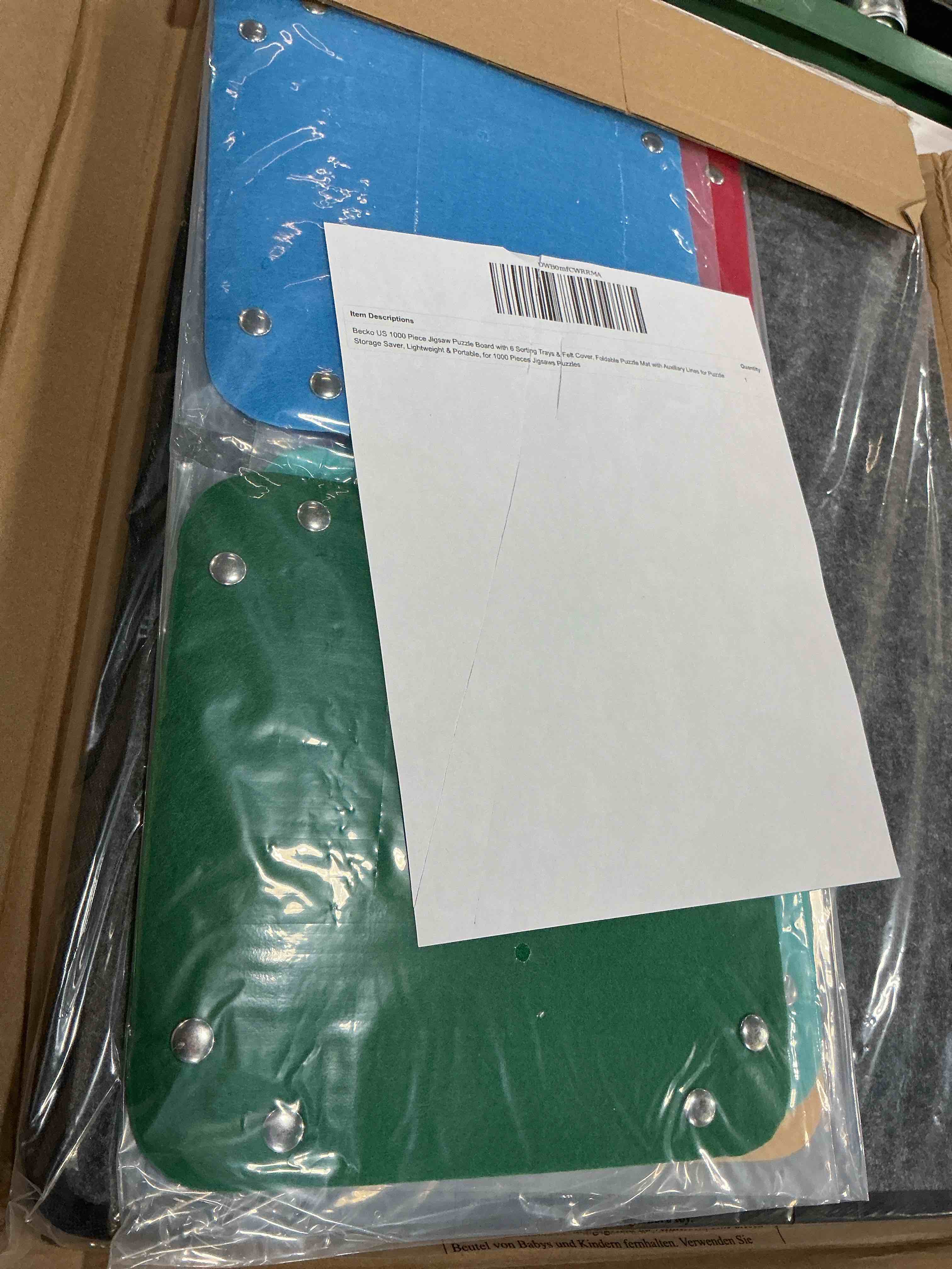 Condition photo showing Good Condition for Becko US Jigsaw Puzzle Board with 6 Sorting Trays & Felt Cover, Foldable Puzzle Mat with Auxiliary Lines for Puzzle Storage Saver, Lightweight & Portable, for 1000 Piece Jigsaws Puzzles