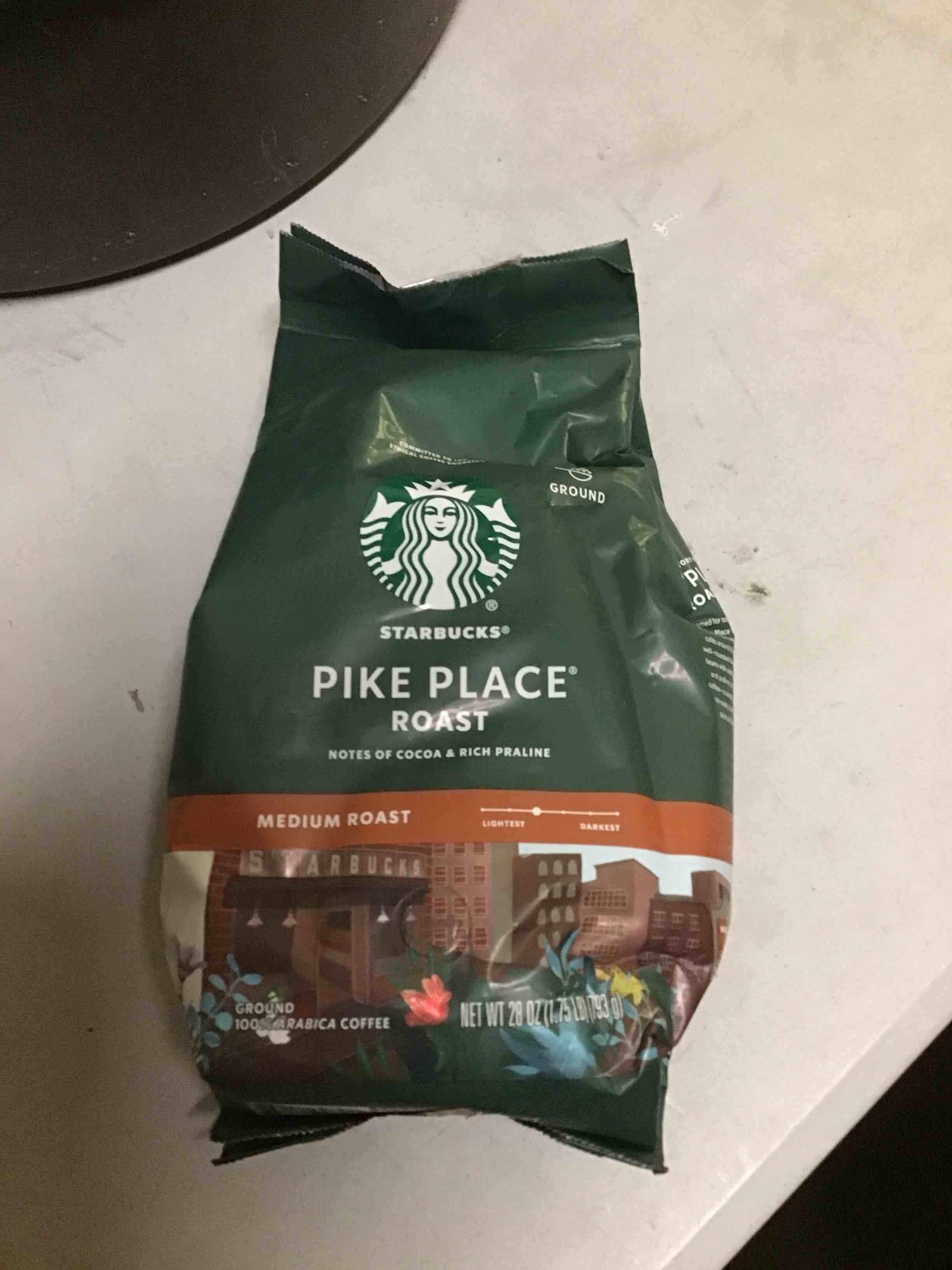 Condition photo showing New/Like New for (Best Before: 05/24/2025) Starbucks Ground Coffee, Medium Roast Coffee, Pike Place Roast, 100% Arabica, 1 Bag (28 Oz)