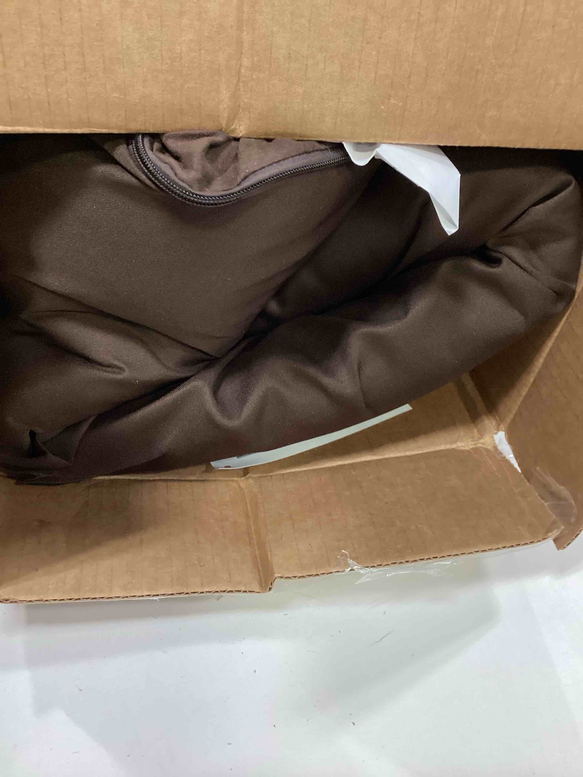 Condition photo showing As Is for FurHaven Orthopedic Dog Bed for Large Dogs, L-Shaped Chaise Mattress with Orthopedic Egg Crate with a Solid Orthopedic Foam Base for Joint Support, Washable Cover, Jumbo XL, Faux Fur & Suede, Espresso Jumbo Espresso