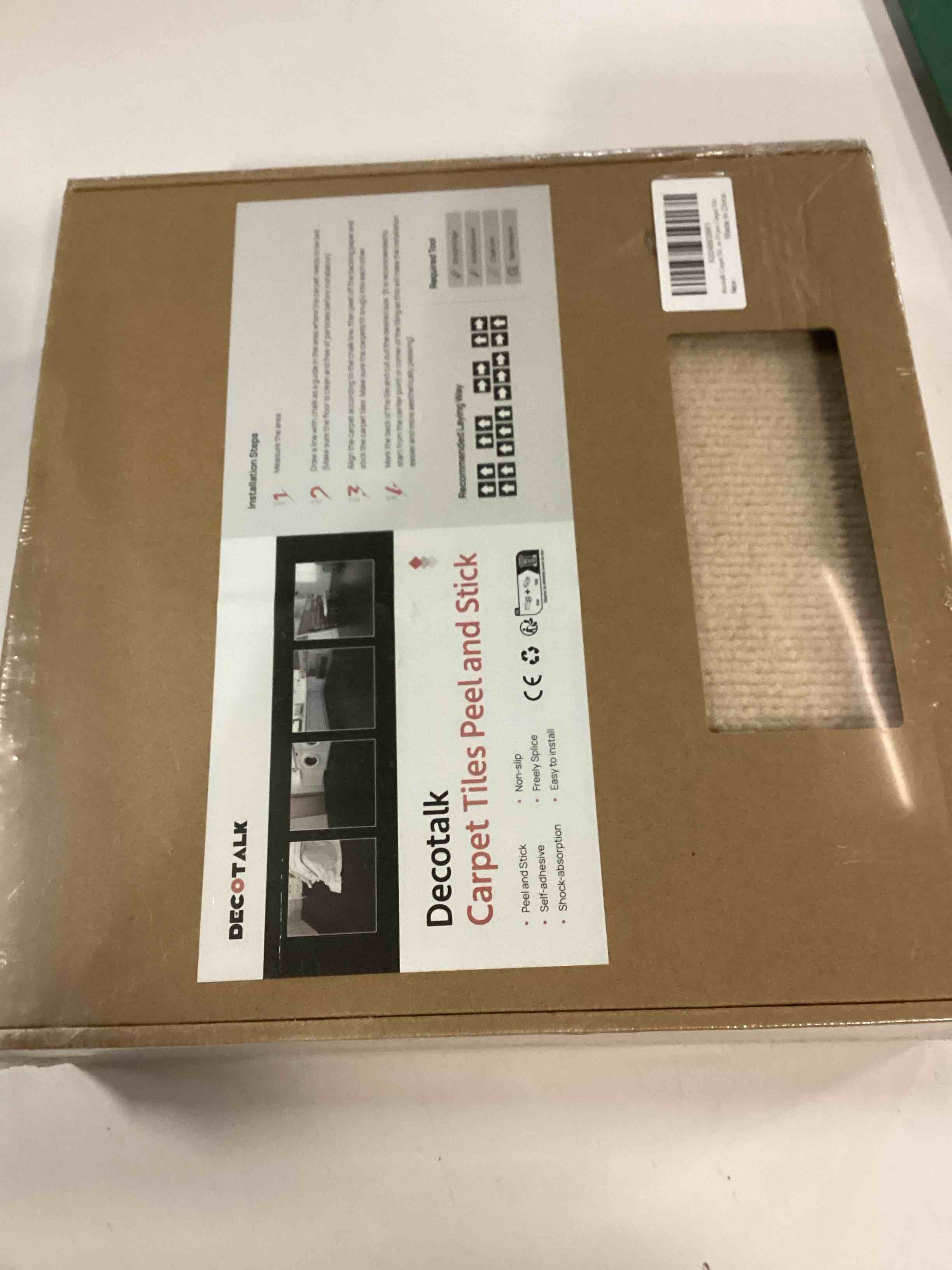 Condition photo showing New/Like New for Decotalk Carpet Tiles Peel and Stick Self Adhesive Carpet Floor Tile 12" x 12" Beige Soft Padded Flooring Tile for Bedroom Living Room Office Cream Tile Carpeting Self Adhesive, 15 Tiles per Box 15 PCS Beige
