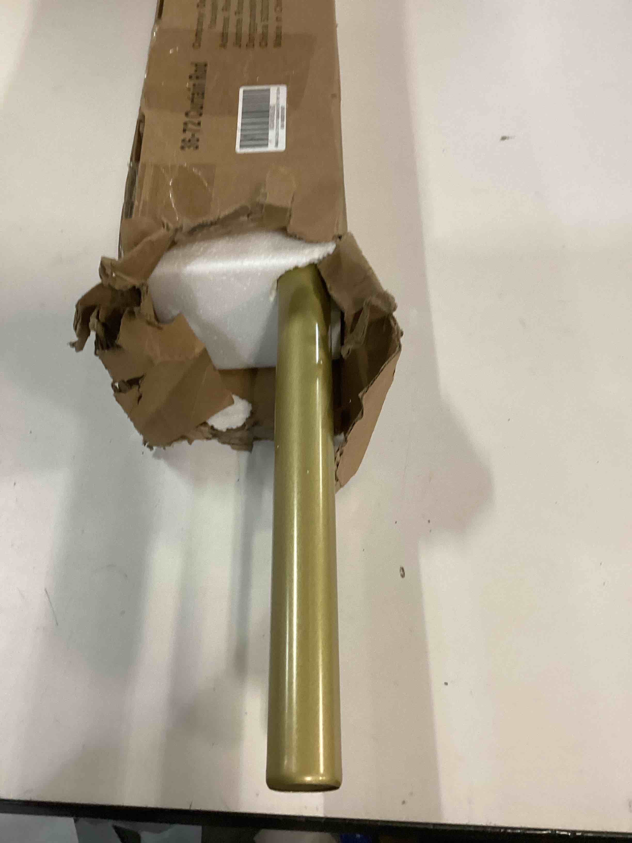 Condition photo showing As Is for KAMANINA 1 Inch Double Curtain Rods 36 to 72 Inches (3-6 Feet) Telescoping Gold Curtain Rod for Windows 24 to 68 Inches, Decorative Drapery Rods with Square Finials Gold 36-72"