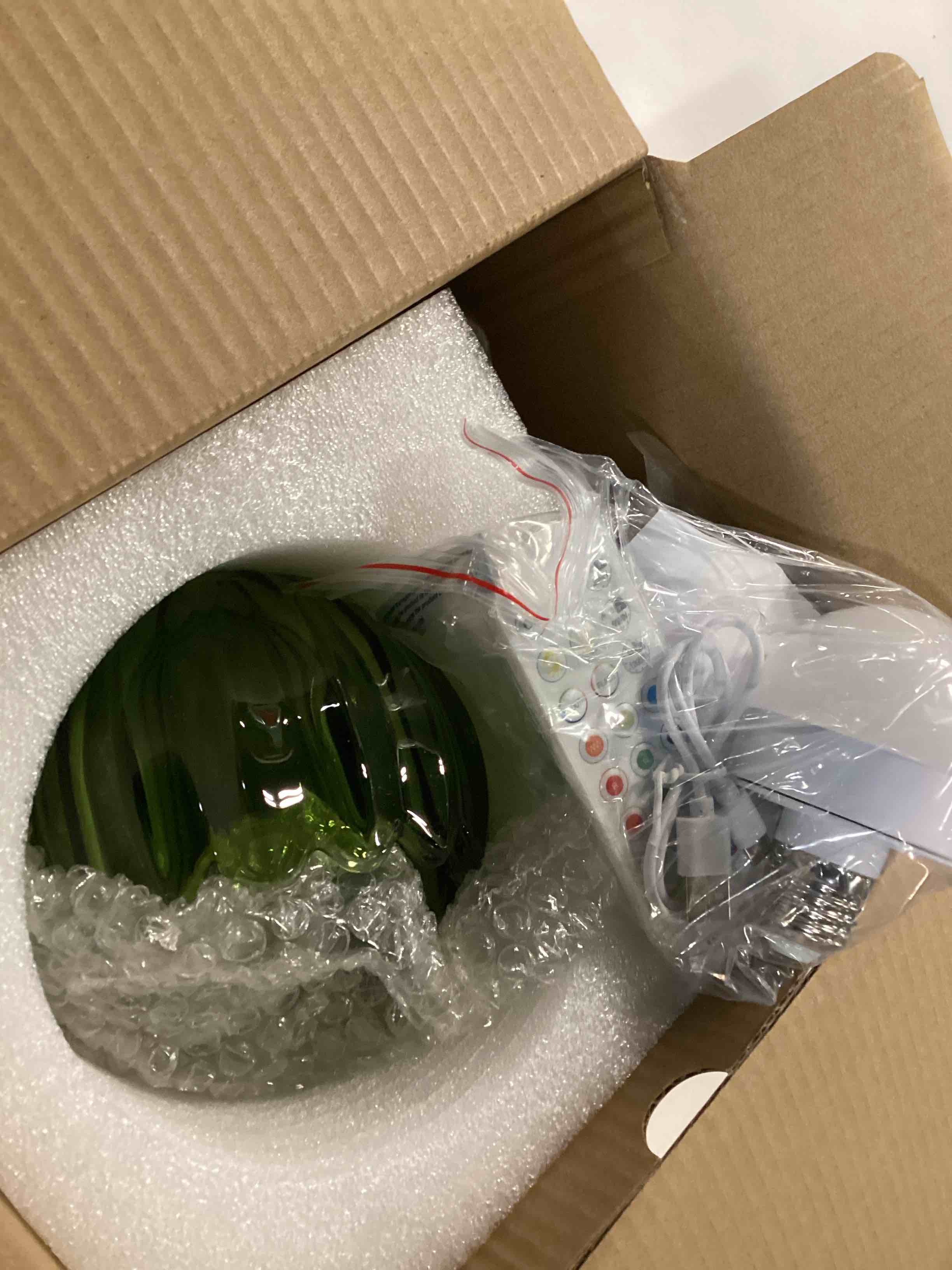 Condition photo showing Good Condition for Battery Operated Wall Sconce with Green Tulip Shade Pattern Glass Adjustable Chain Retro Gold Wall Mounted Light, Modern Wall Lamp Fixtures Decor for Bedside Bedroom Indoor Doorway Tulip-Green Battery Operated (1 pack)- Long Cord