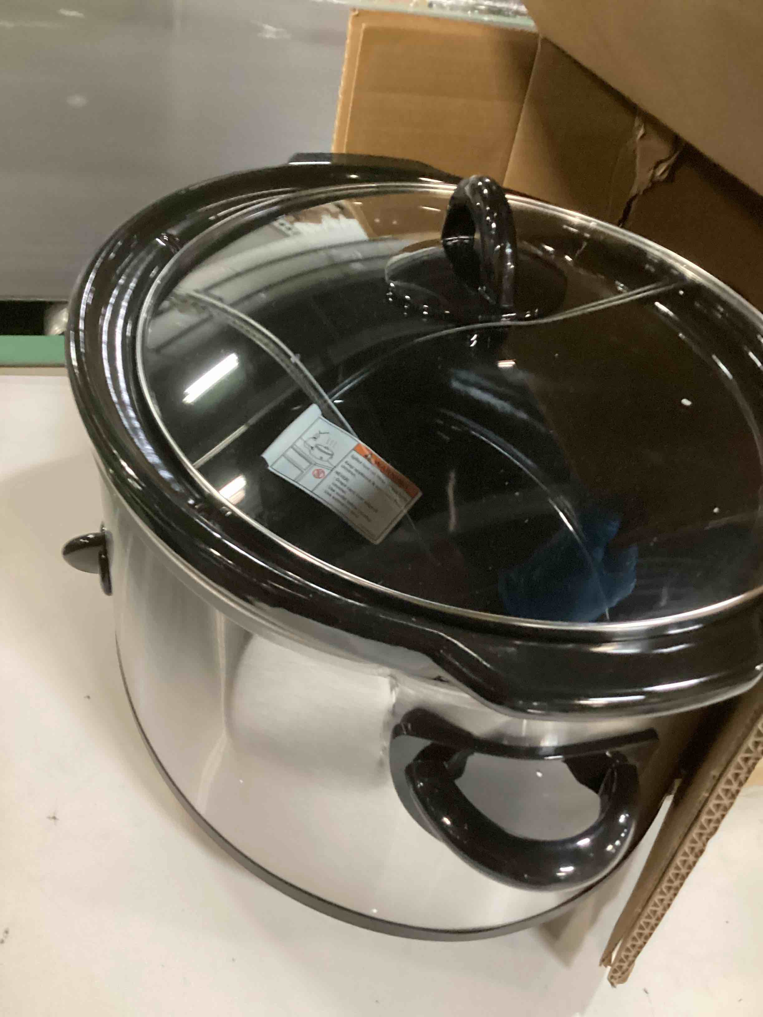Condition photo showing As Is for Crock-Pot 7qt Manual Slow Cooker - Stainless Steel