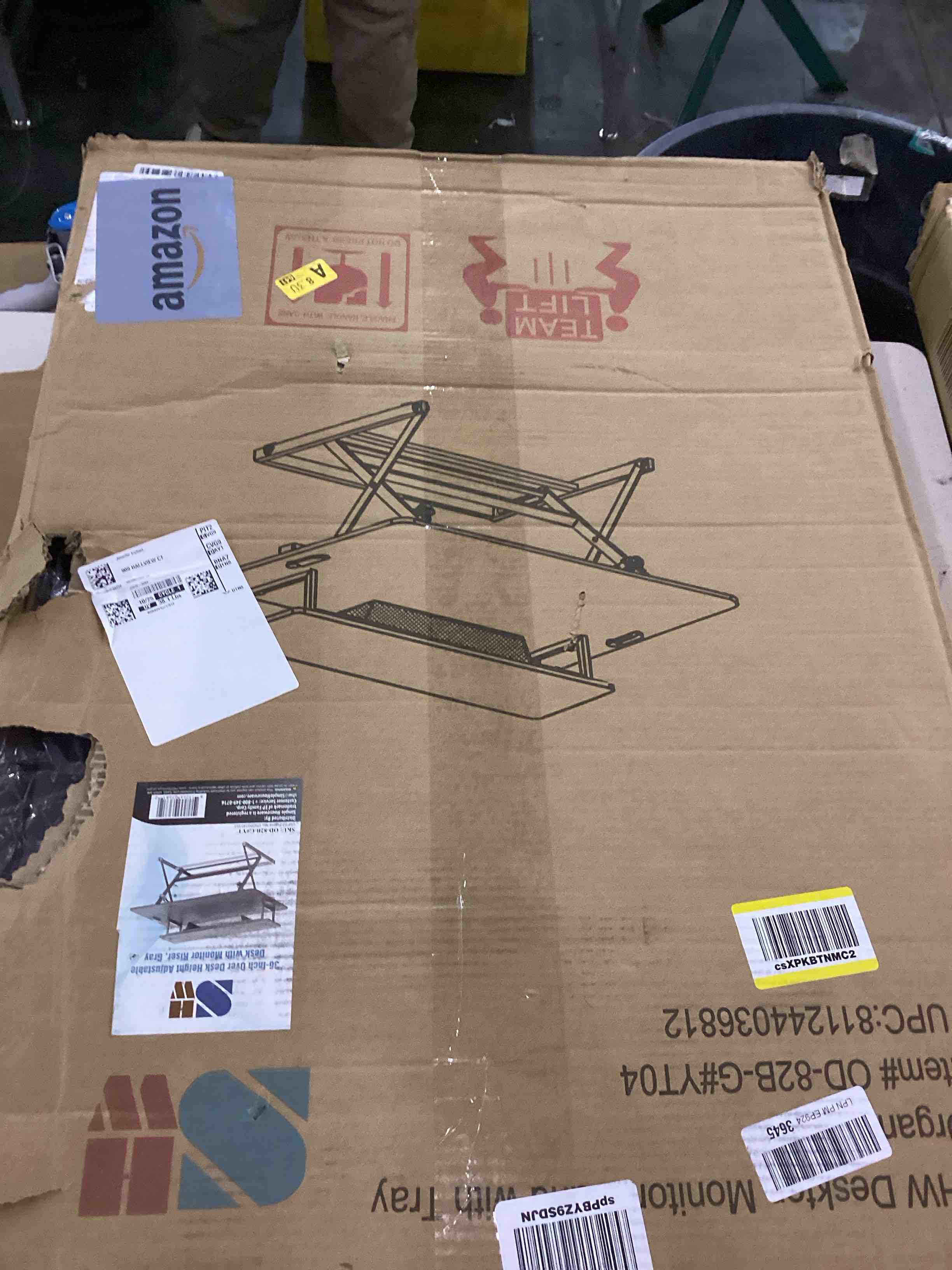 36inch over desk height adjustable desk with monitor riser,grey