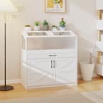 Large Hamster Cage with Storage Cabinet, Gerbil Cage and Habitat with Easy View Acrylic Panel, Small Animal Cage, White