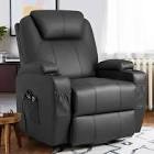 Electric Power Lift Recliner Chair with Massage for Elderly, PU Leather Home Theater Seat with Side Pockets and 2 Cup Holders Ergonomic Lounge Chair Single Sofa for Home Living Room