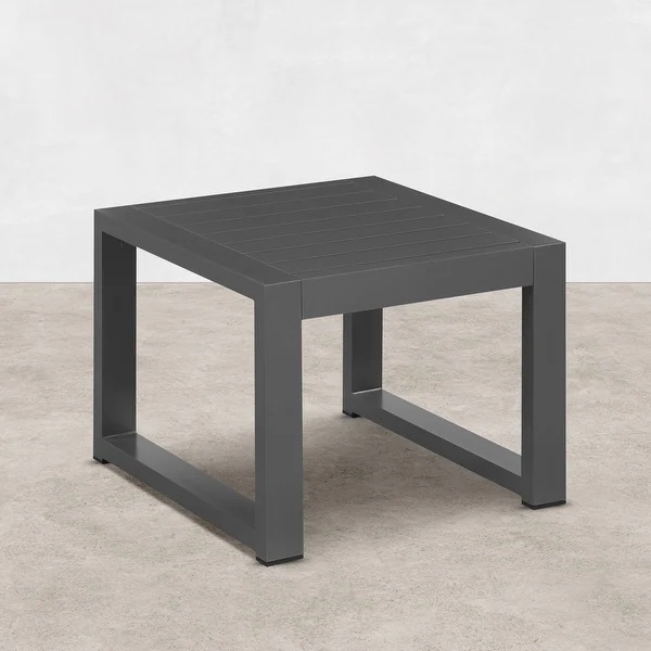 Outdoor Aluminum End Table Silver Gray Frame