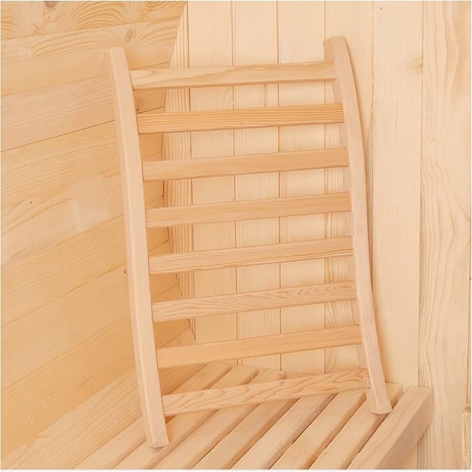 Sauna Backrest Natural Canadian Hemlock Wood Sauna Accessories Slip-Resistant, Non-Toxic, Comfortable S-Shape Design for Any Infrared Steam Barrel Saunas Room